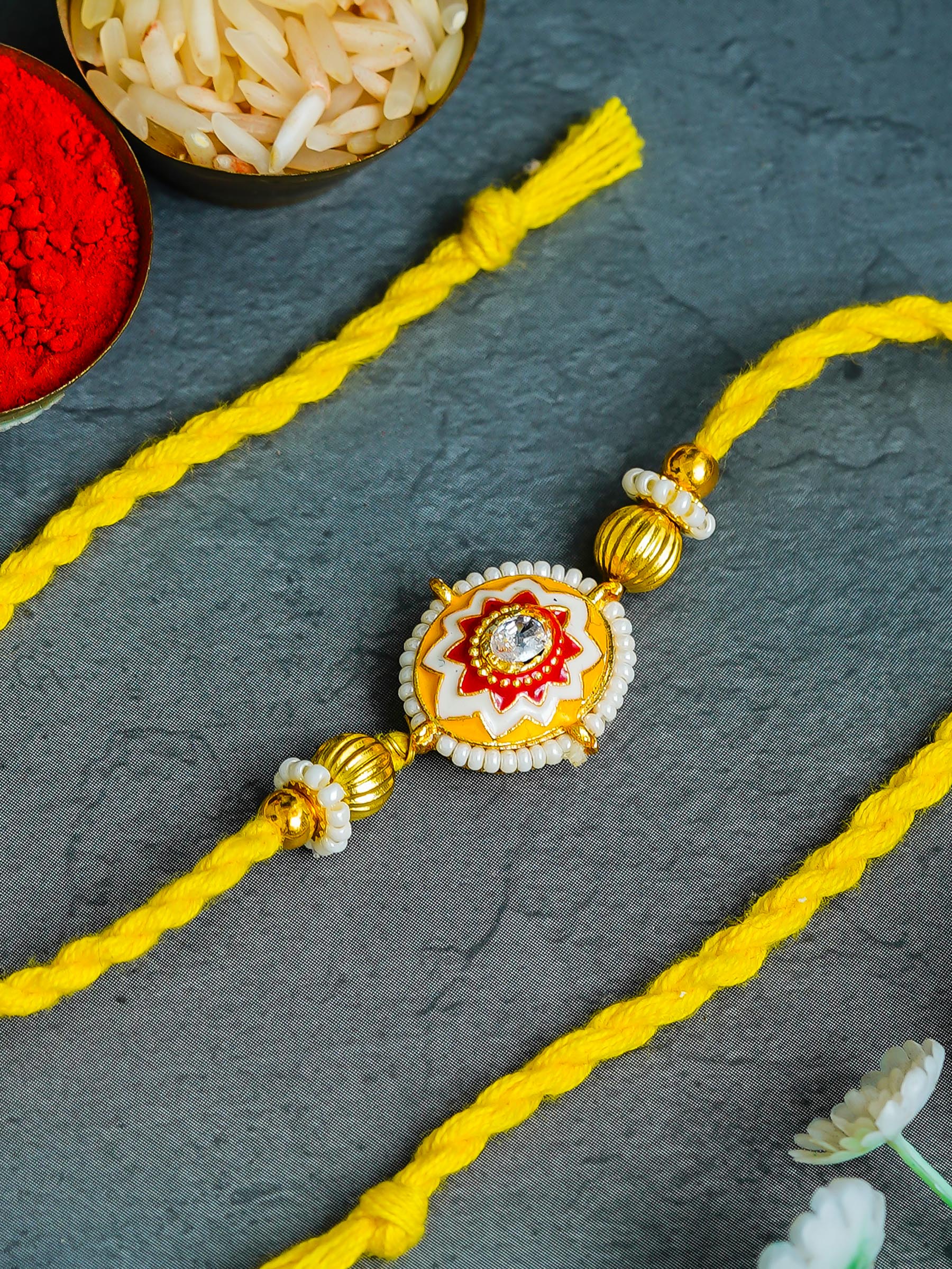 Traditional Rakhi Set with Free Chawal & Kumkum