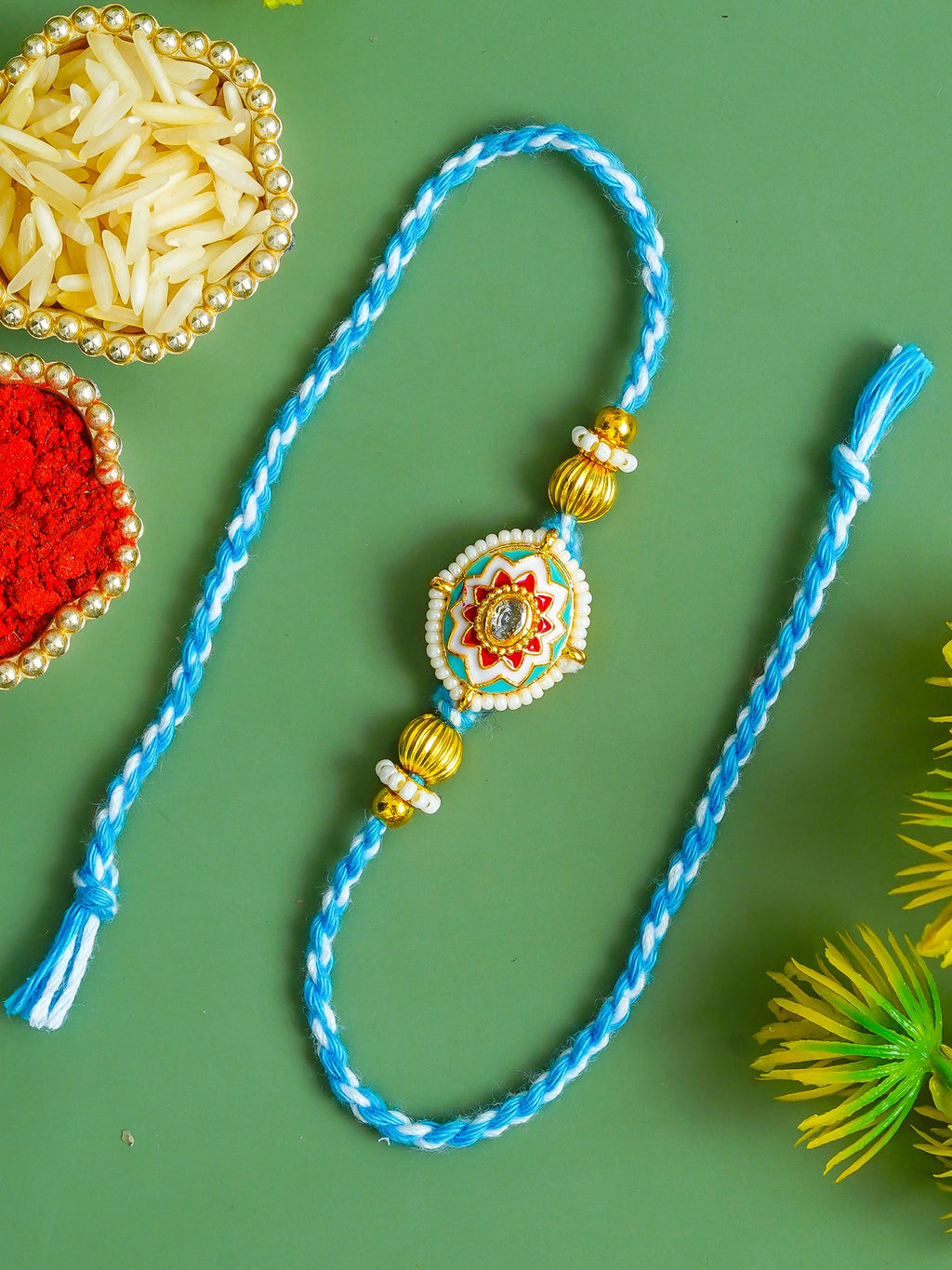 Traditional Rakhi Set with Free Chawal & Kumkum