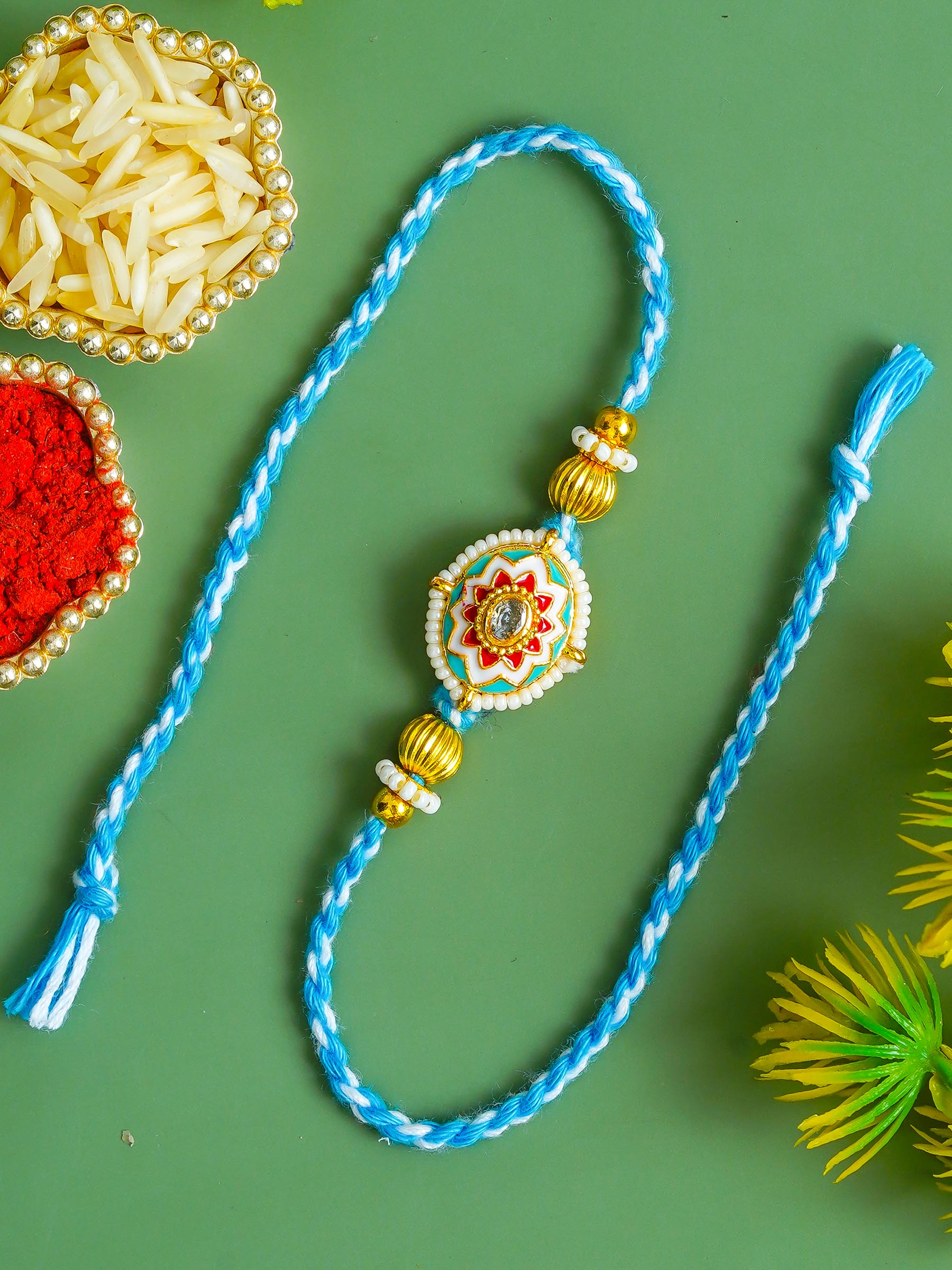 Traditional Rakhi Set with Free Chawal & Kumkum