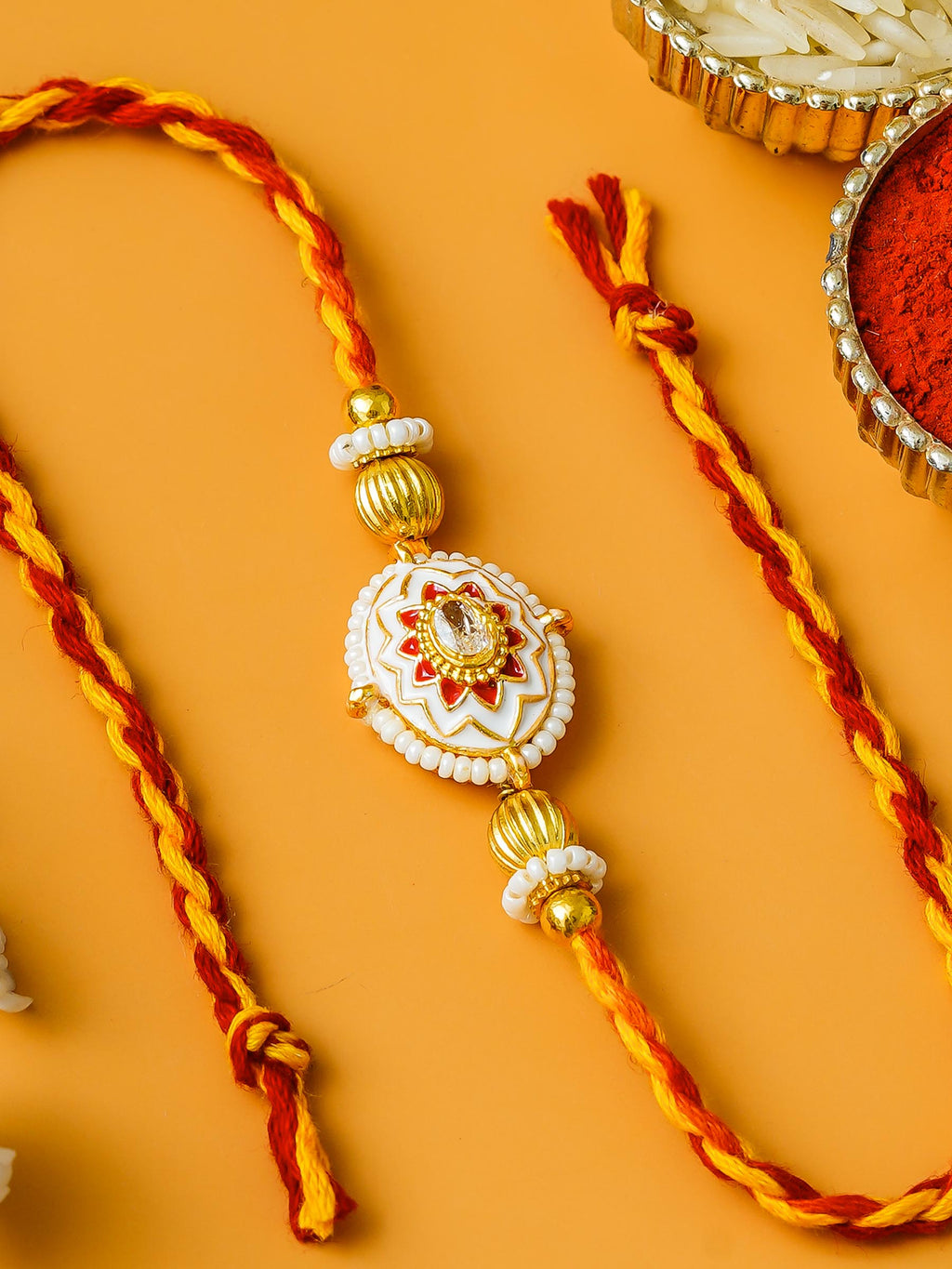 Traditional Rakhi Set with Free Chawal & Kumkum