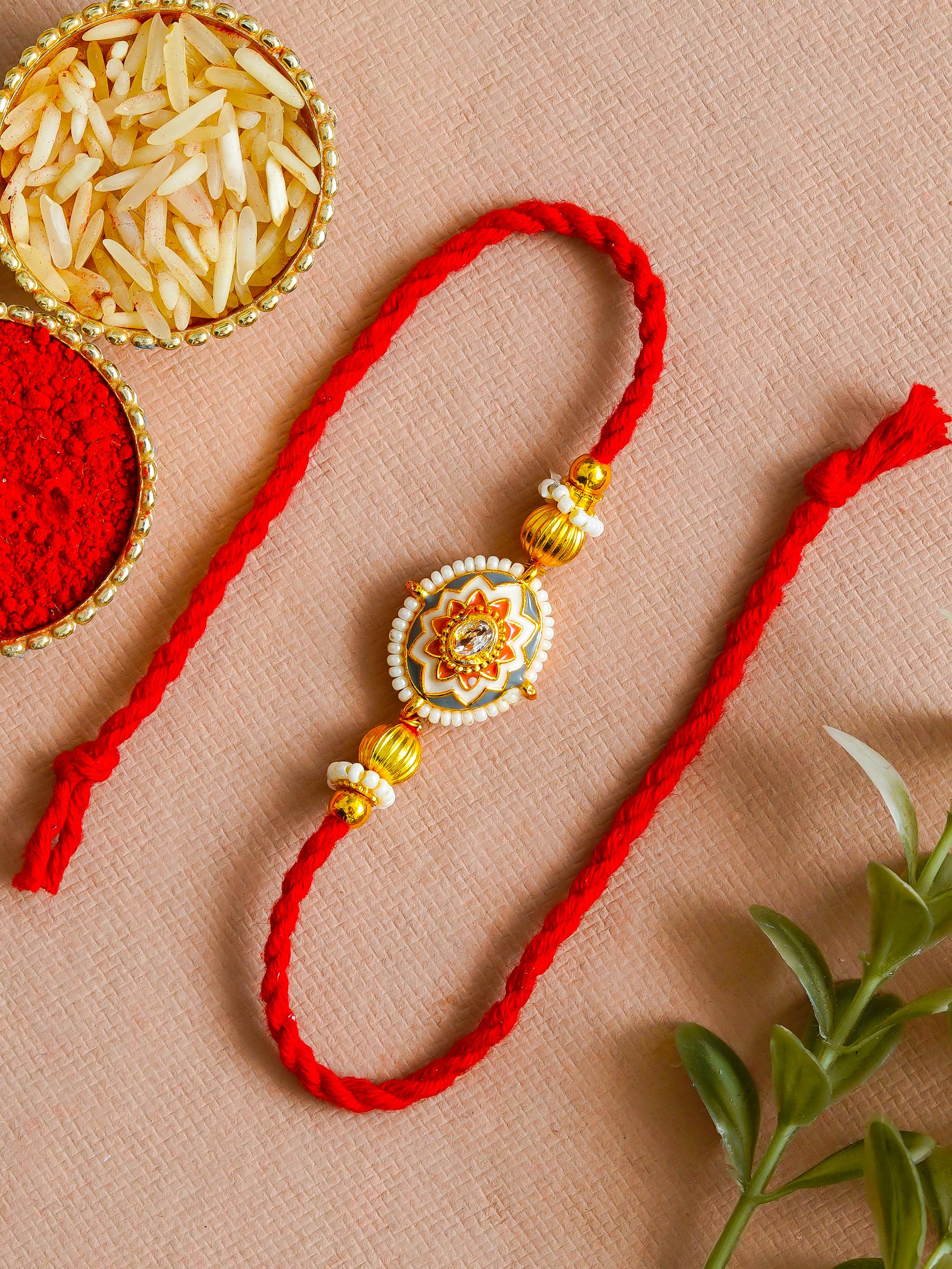 Traditional Rakhi Set with Free Chawal & Kumkum