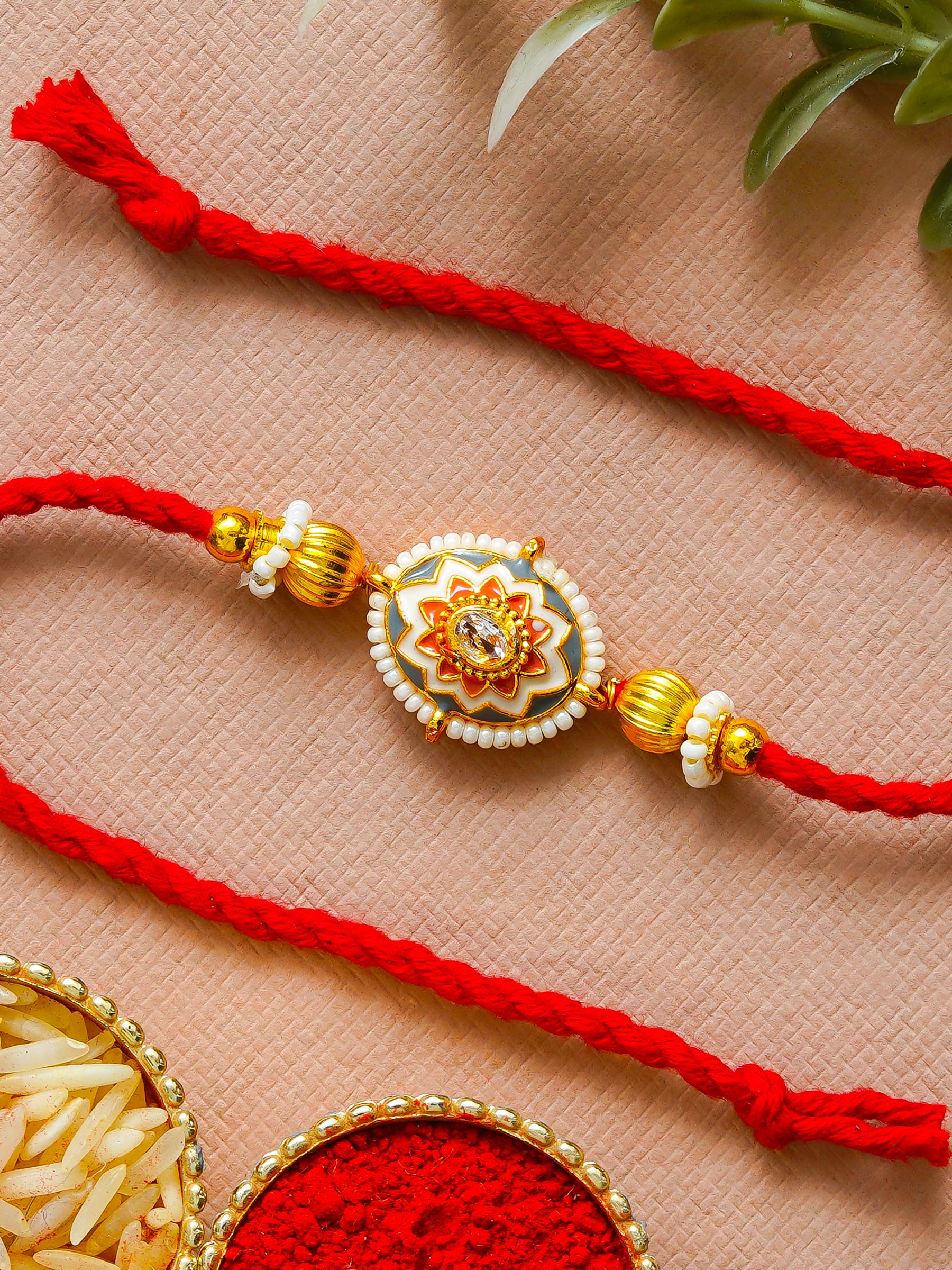 Traditional Rakhi Set with Free Chawal & Kumkum