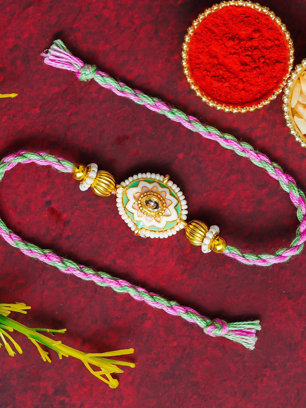 Traditional Rakhi Set with Free Chawal & Kumkum