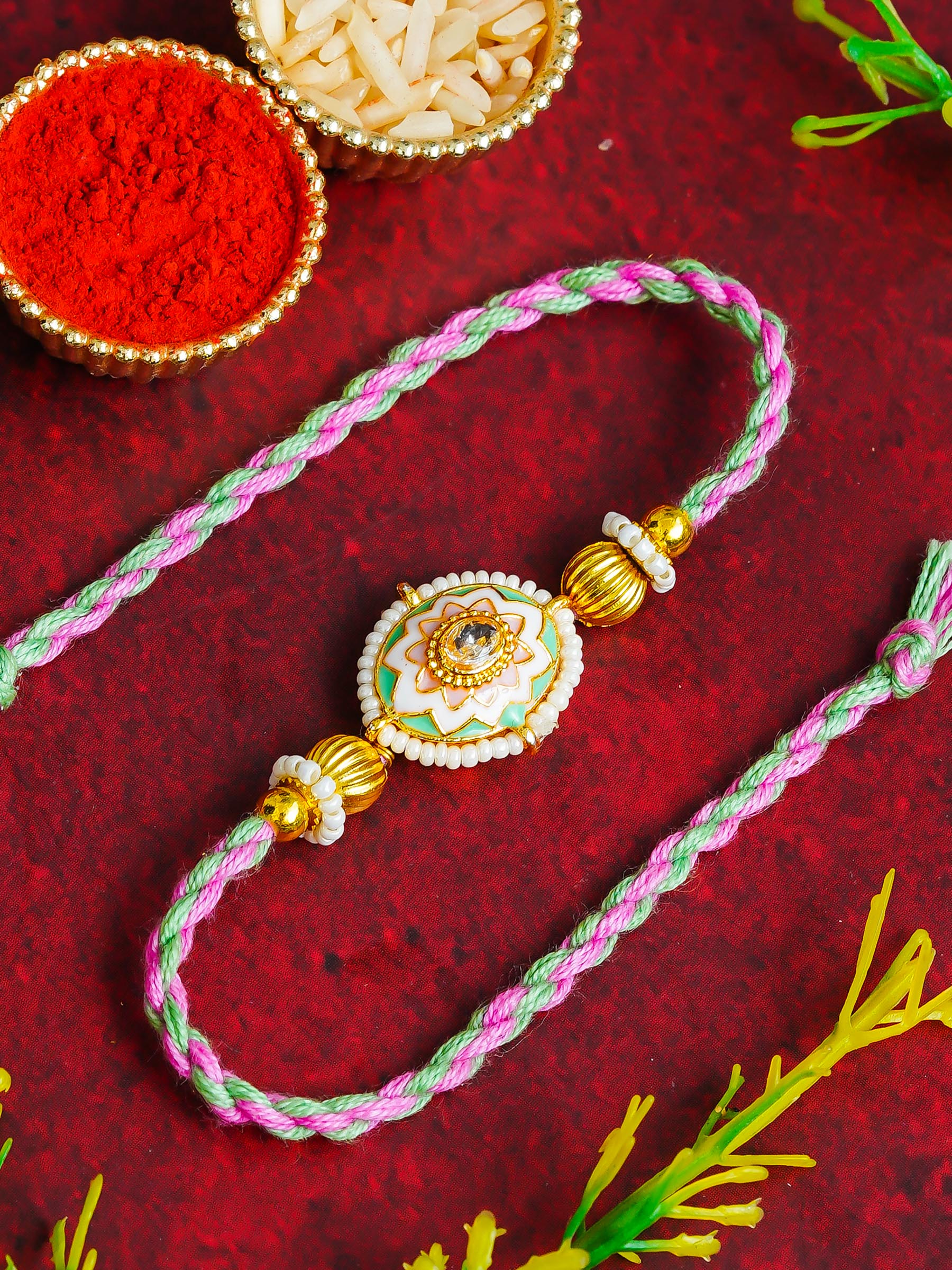 Traditional Rakhi Set with Free Chawal & Kumkum