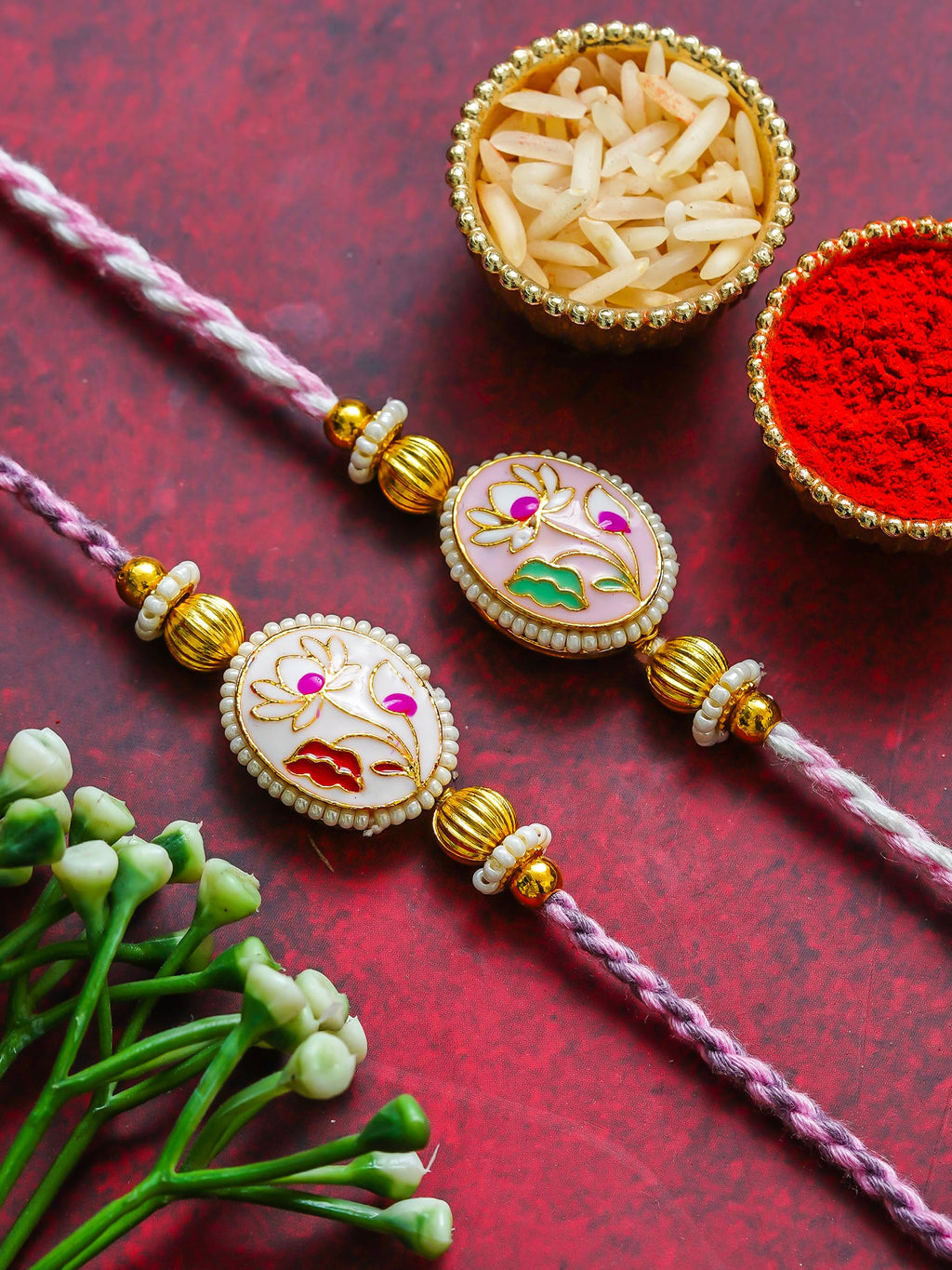 Traditional Rakhi Set with Free Chawal & Kumkum