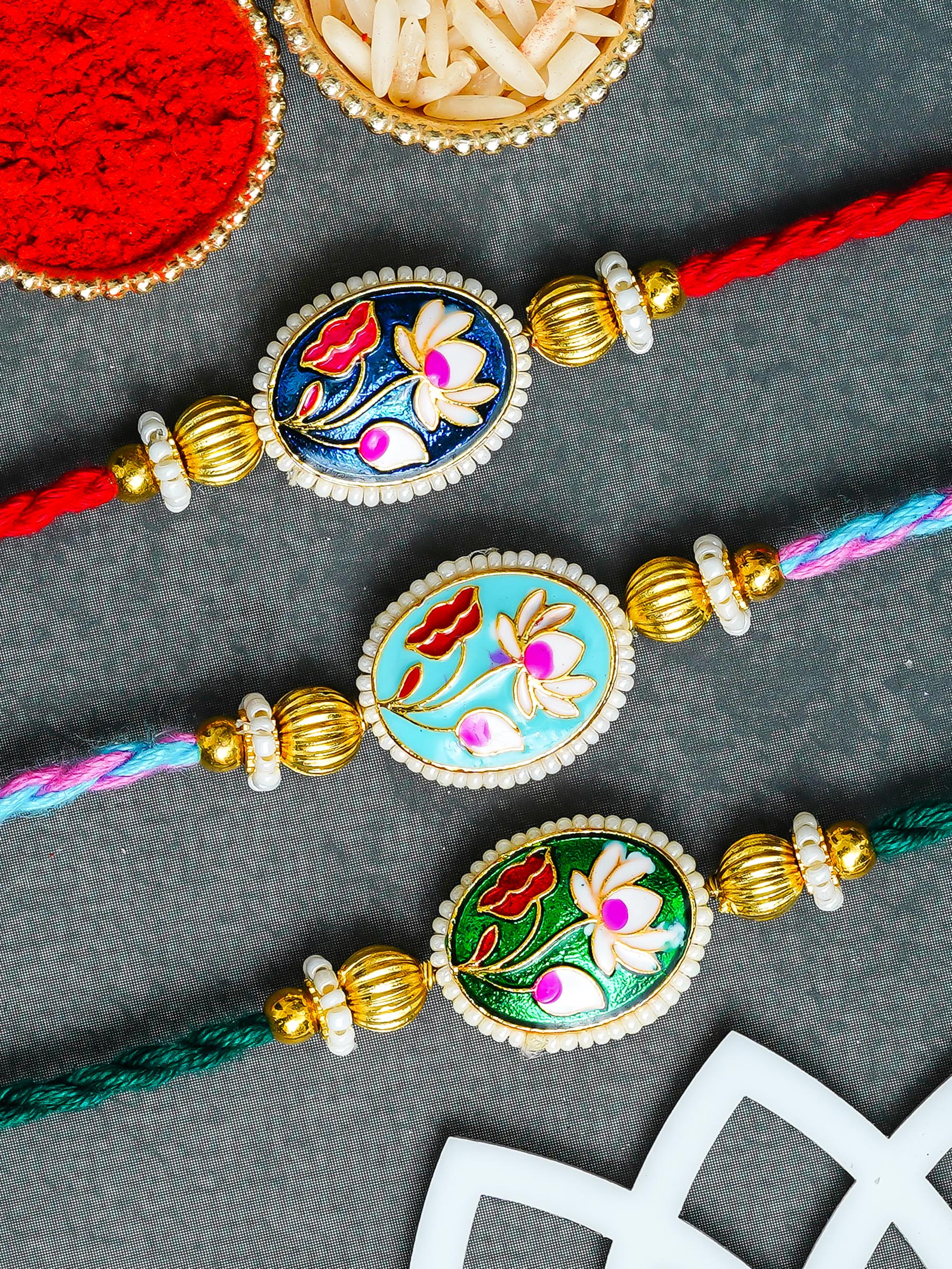 Traditional Rakhi Set with Free Chawal & Kumkum