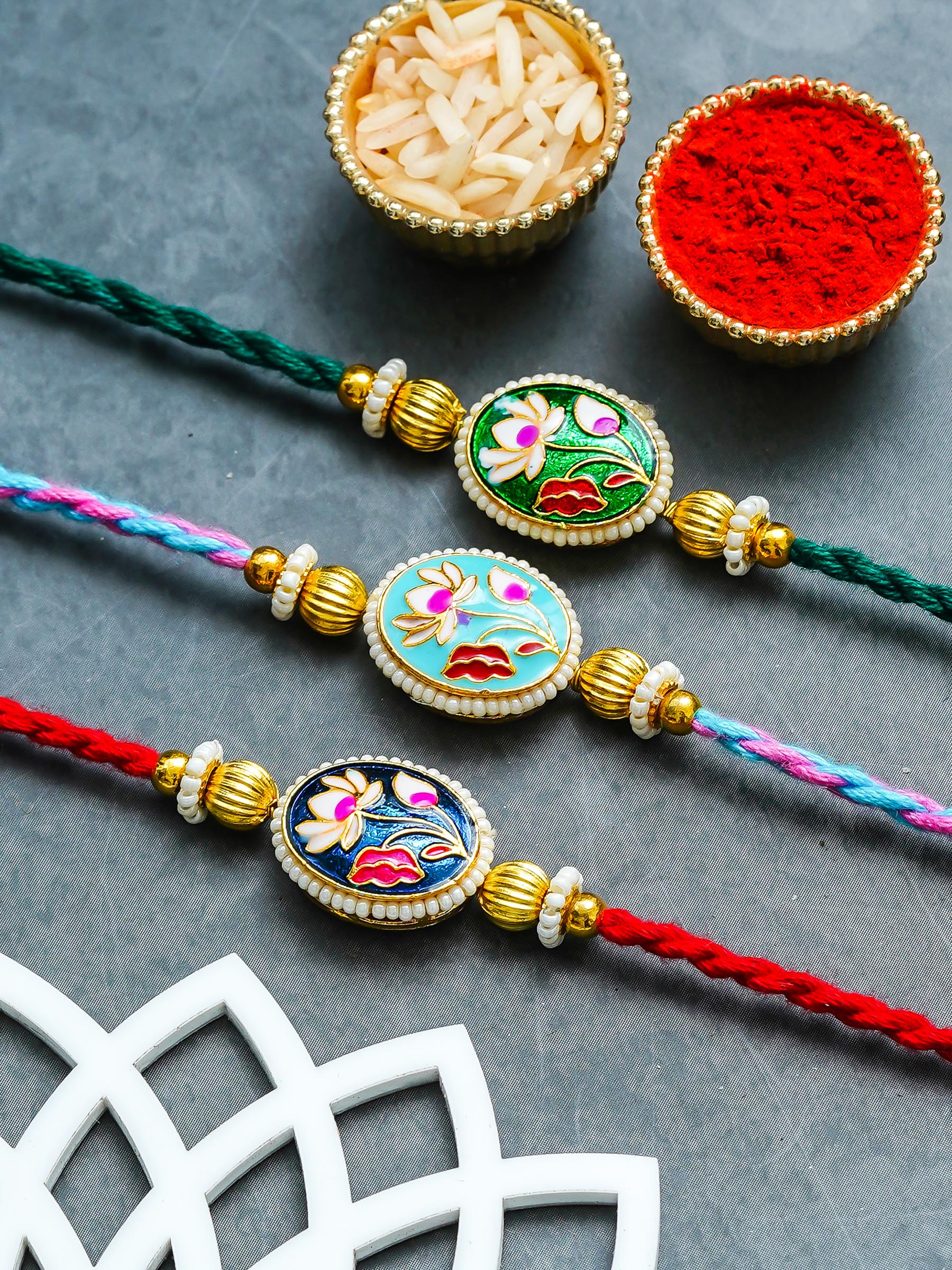 Traditional Rakhi Set with Free Chawal & Kumkum