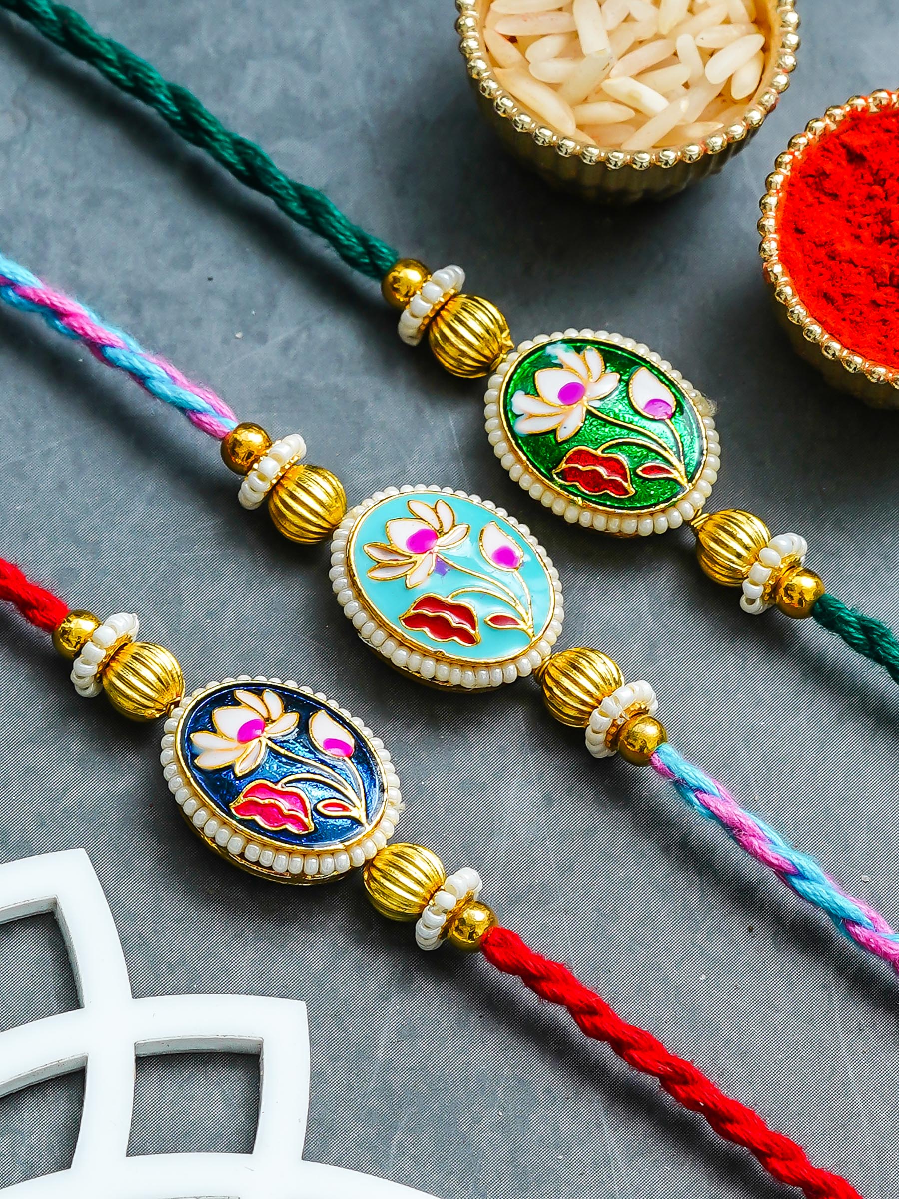 Traditional Rakhi Set with Free Chawal & Kumkum