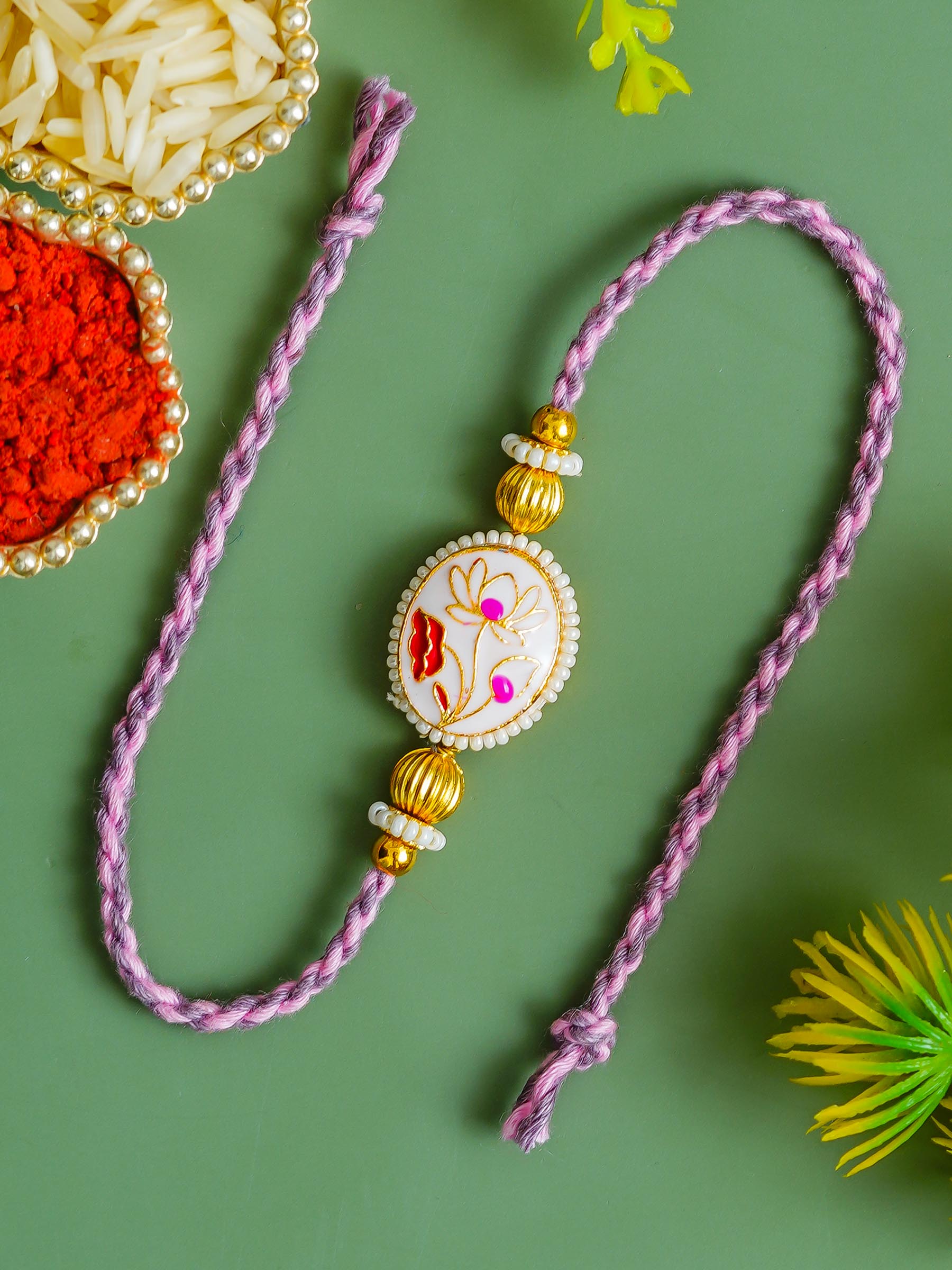 Traditional Rakhi Set with Free Chawal & Kumkum