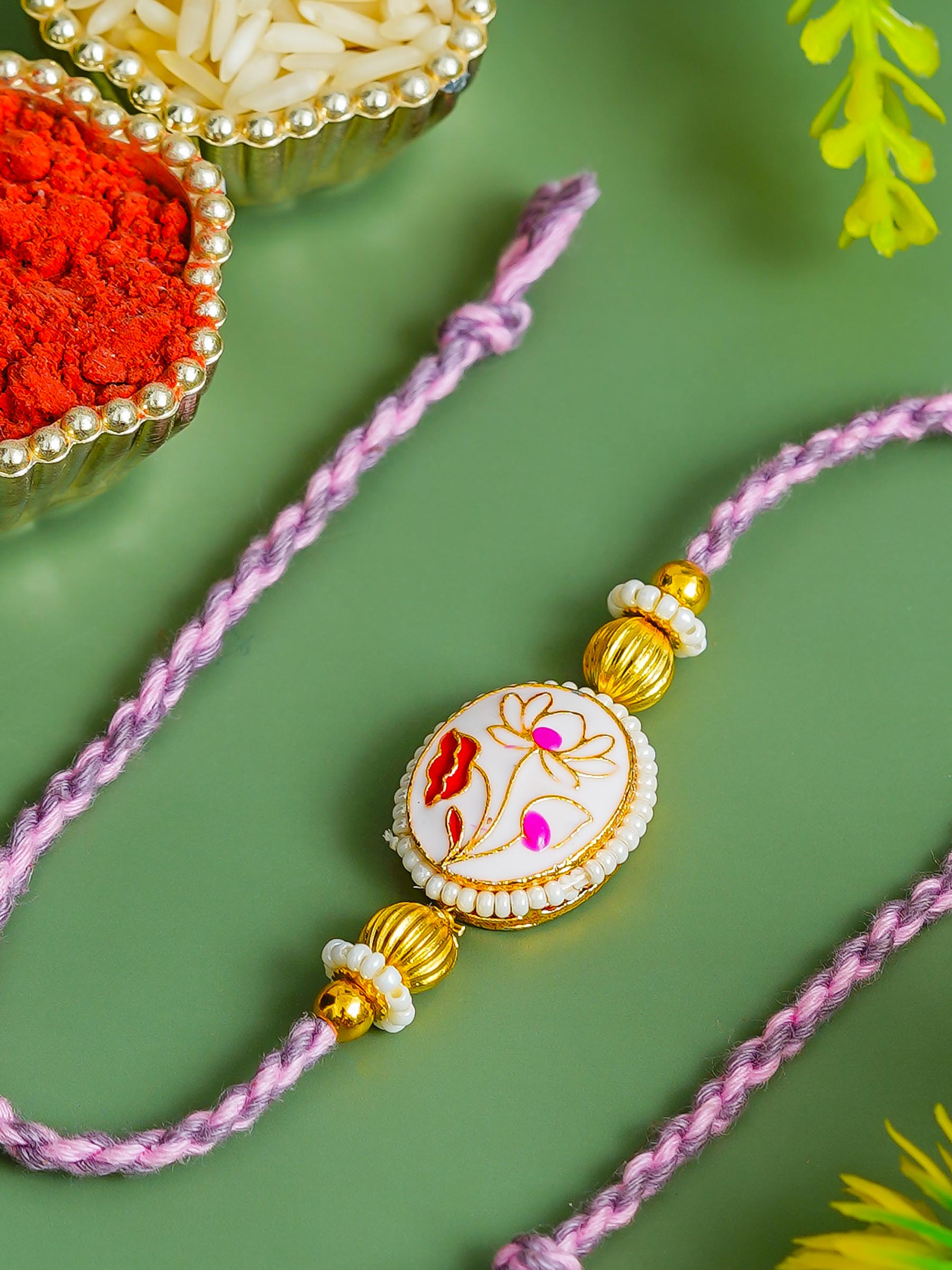 Traditional Rakhi Set with Free Chawal & Kumkum