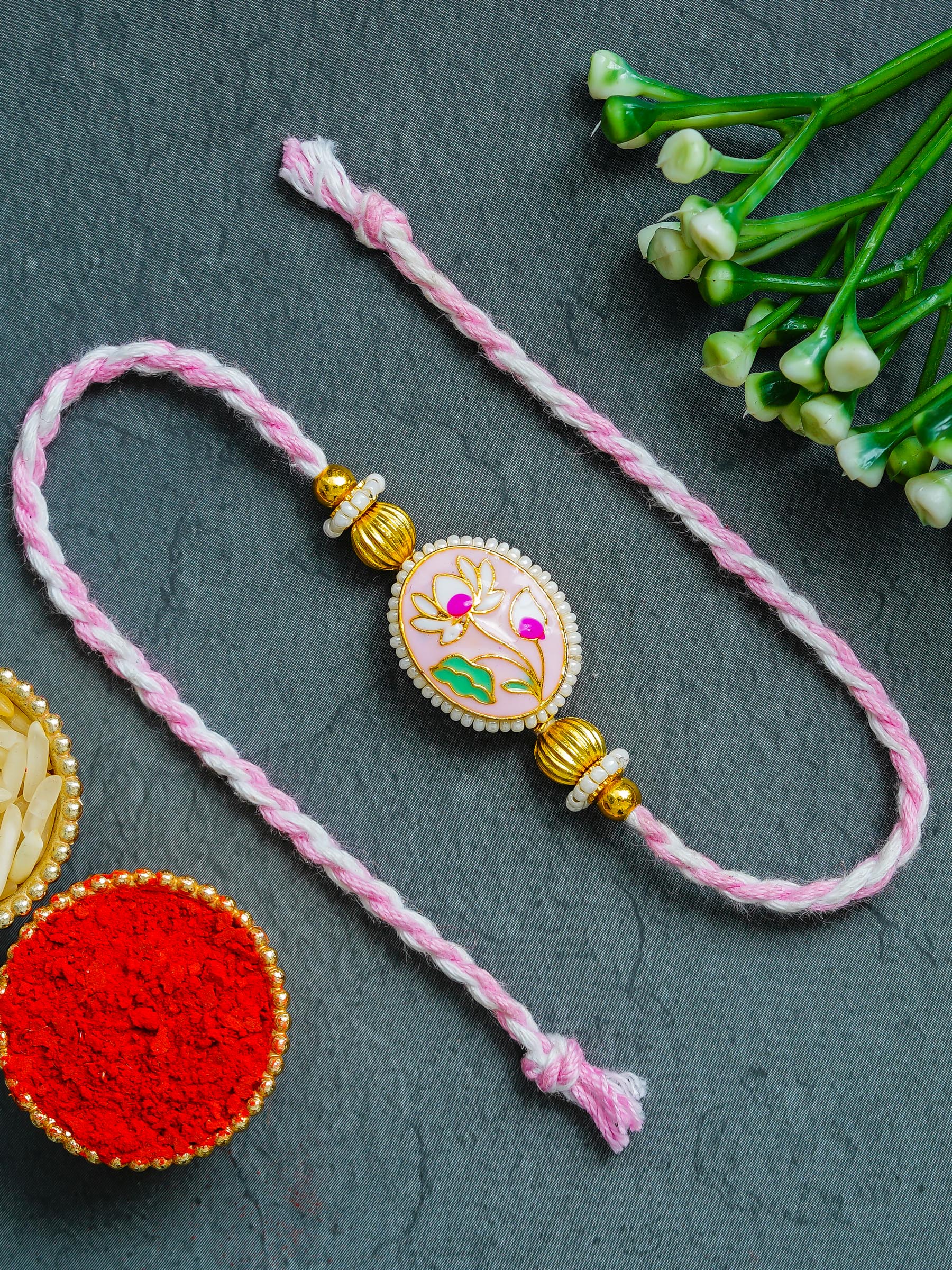 Traditional Rakhi Set with Free Chawal & Kumkum