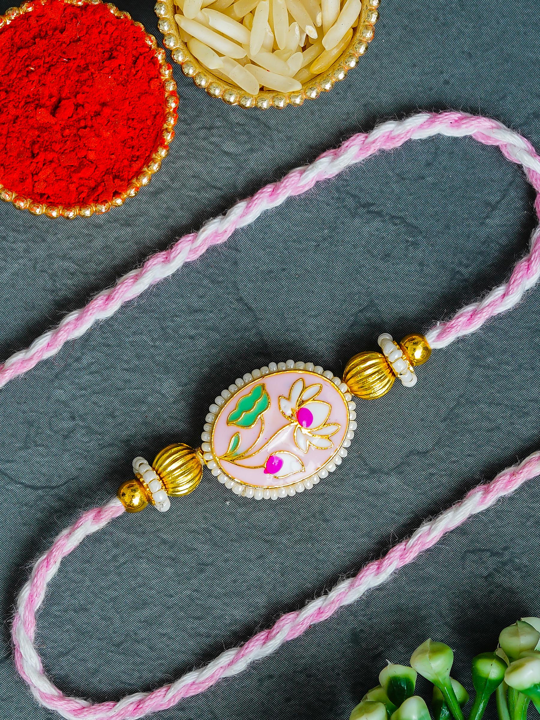 Traditional Rakhi Set with Free Chawal & Kumkum