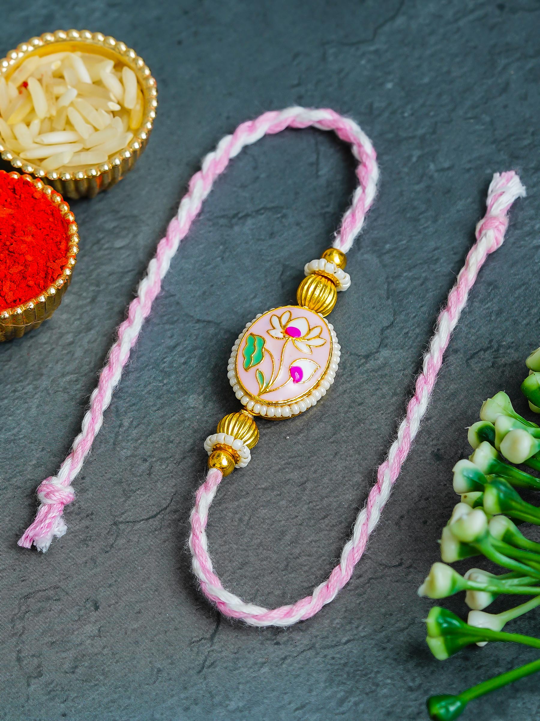 Traditional Rakhi Set with Free Chawal & Kumkum