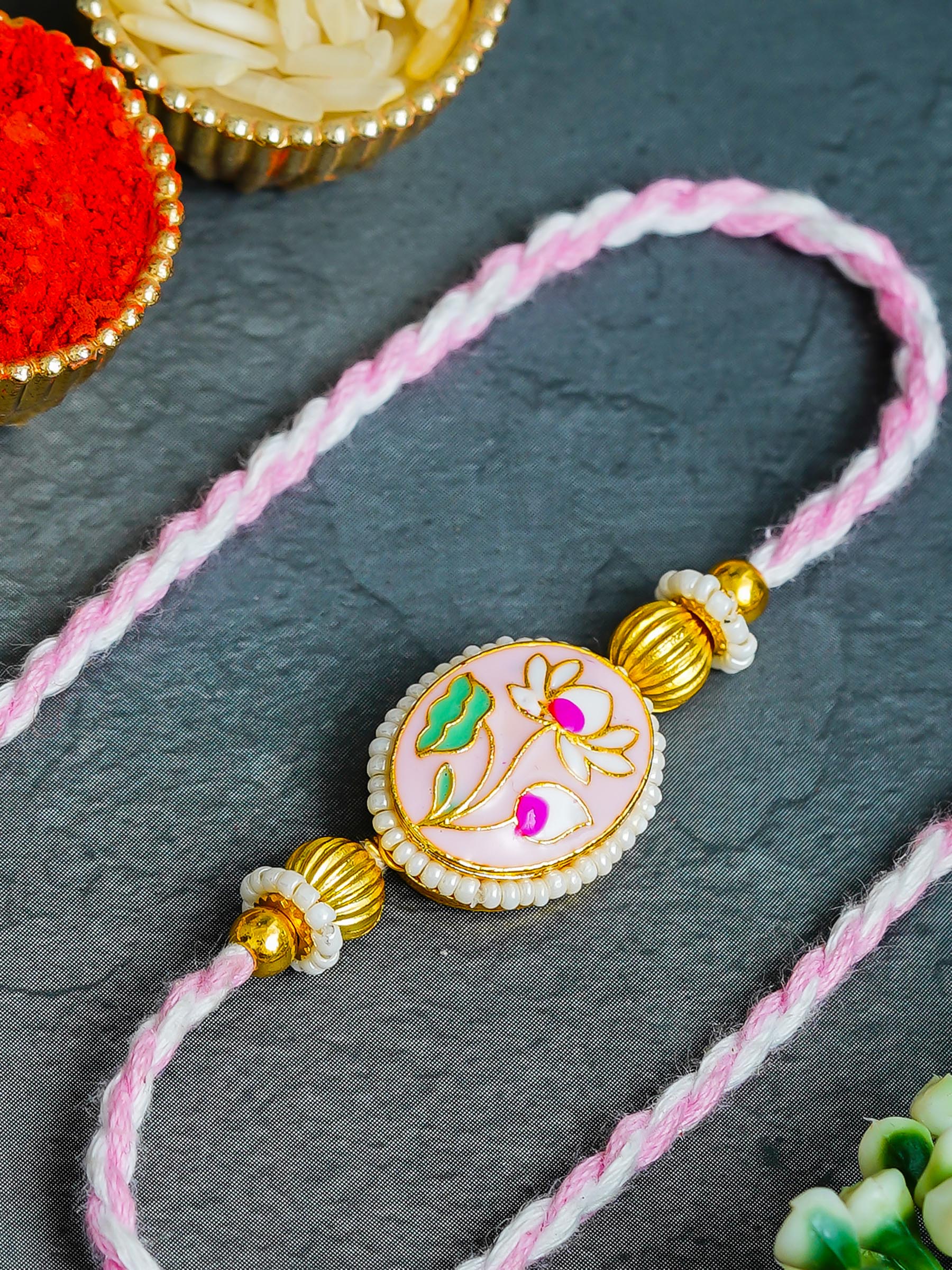 Traditional Rakhi Set with Free Chawal & Kumkum
