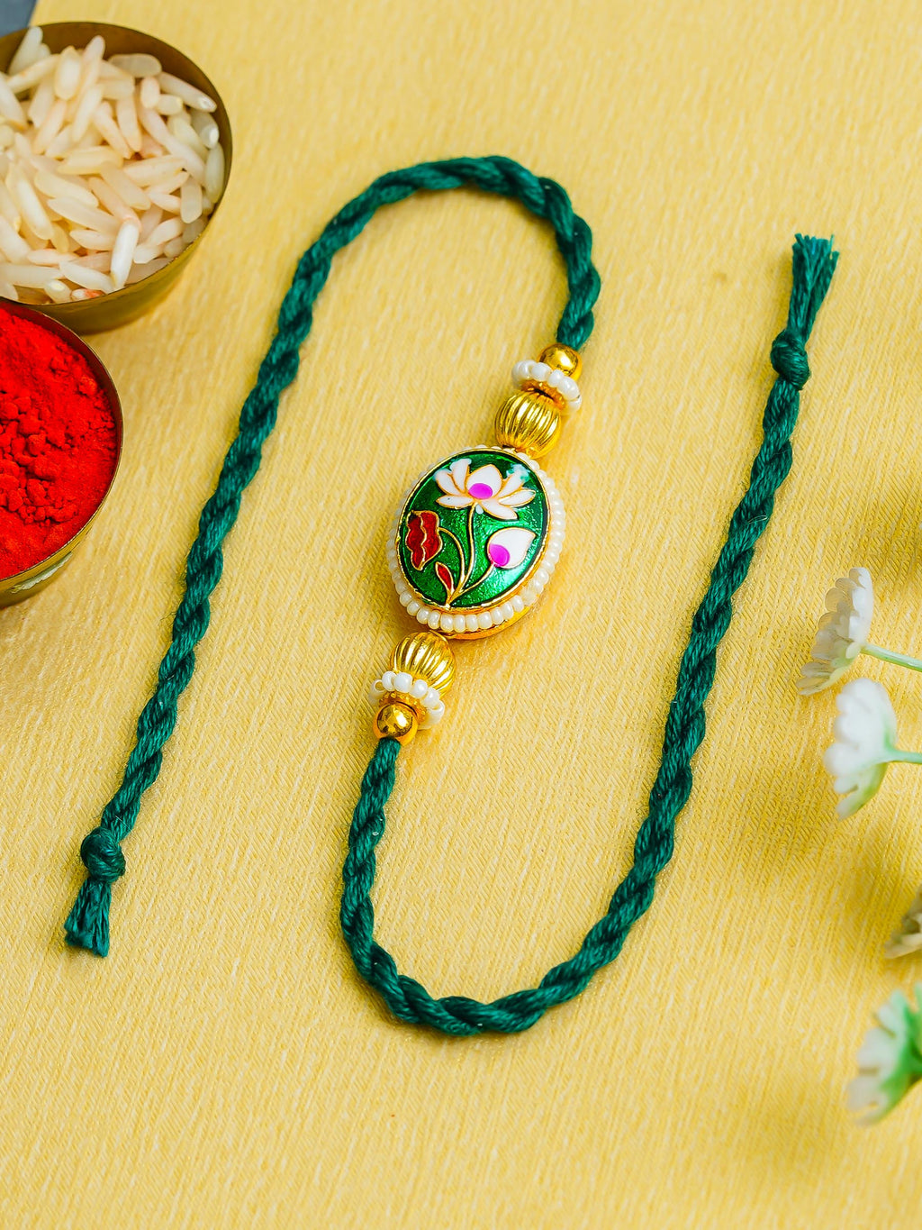 Traditional Rakhi Set with Free Chawal & Kumkum