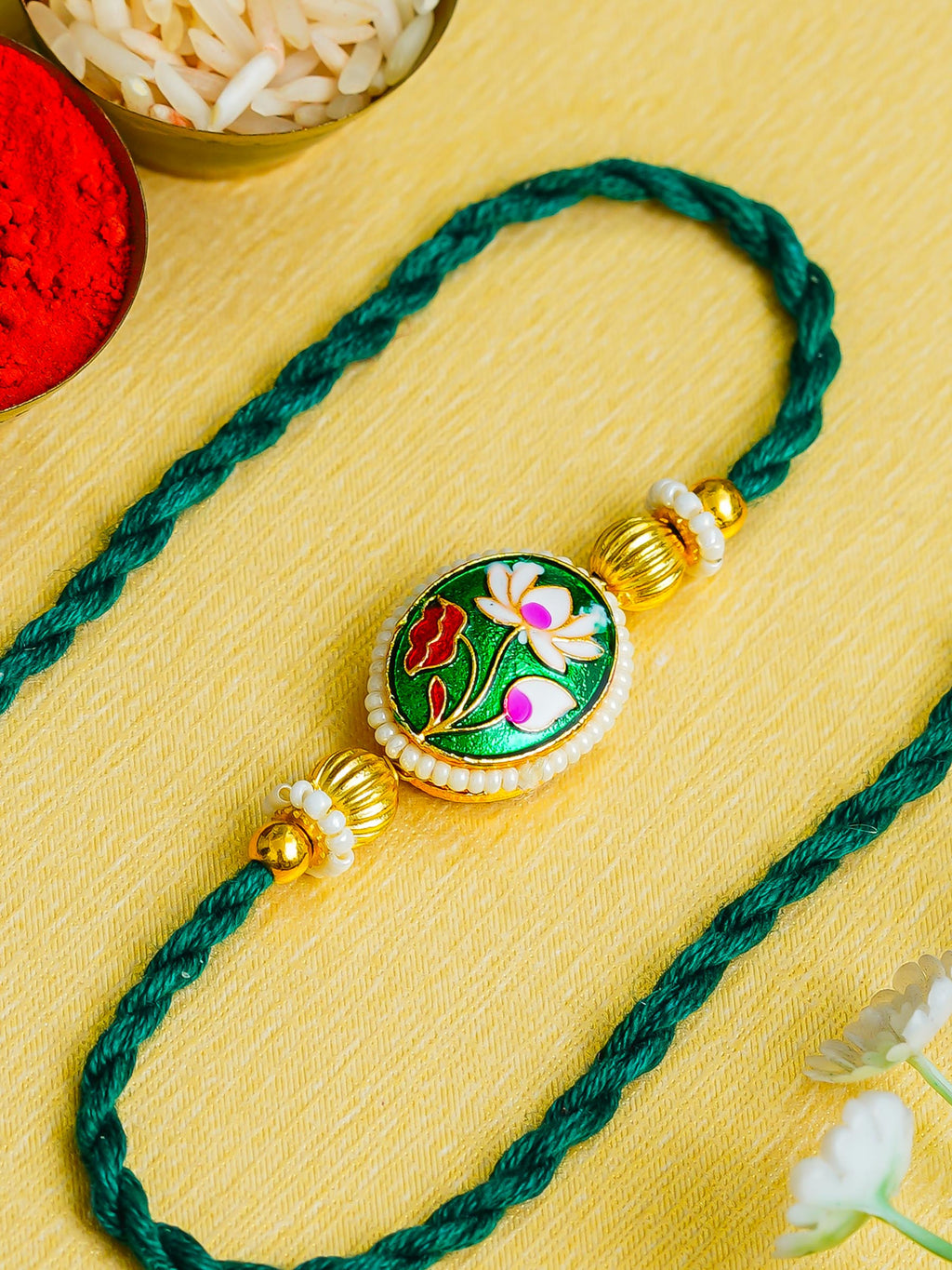 Traditional Rakhi Set with Free Chawal & Kumkum