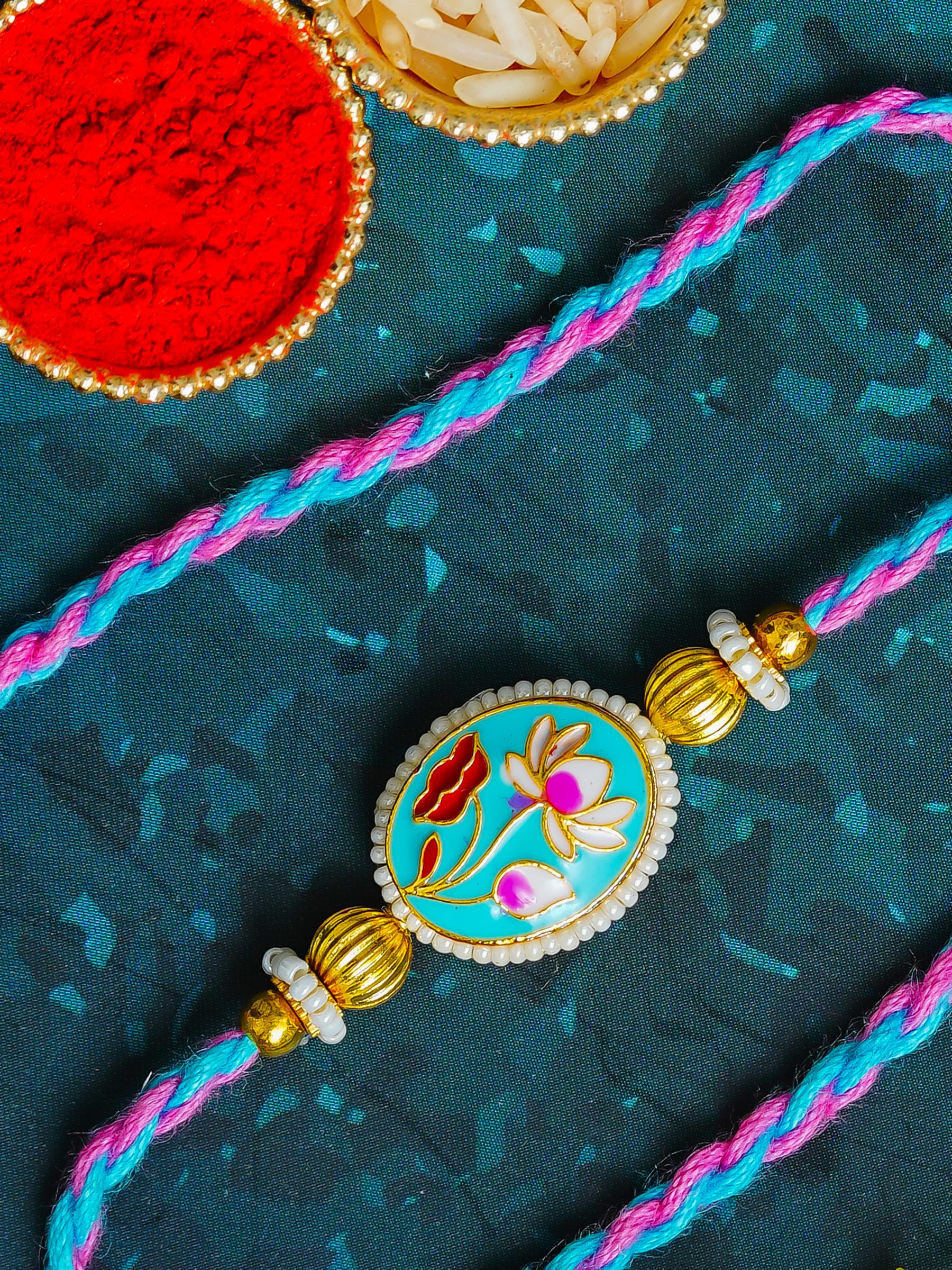 Traditional Rakhi Set with Free Chawal & Kumkum