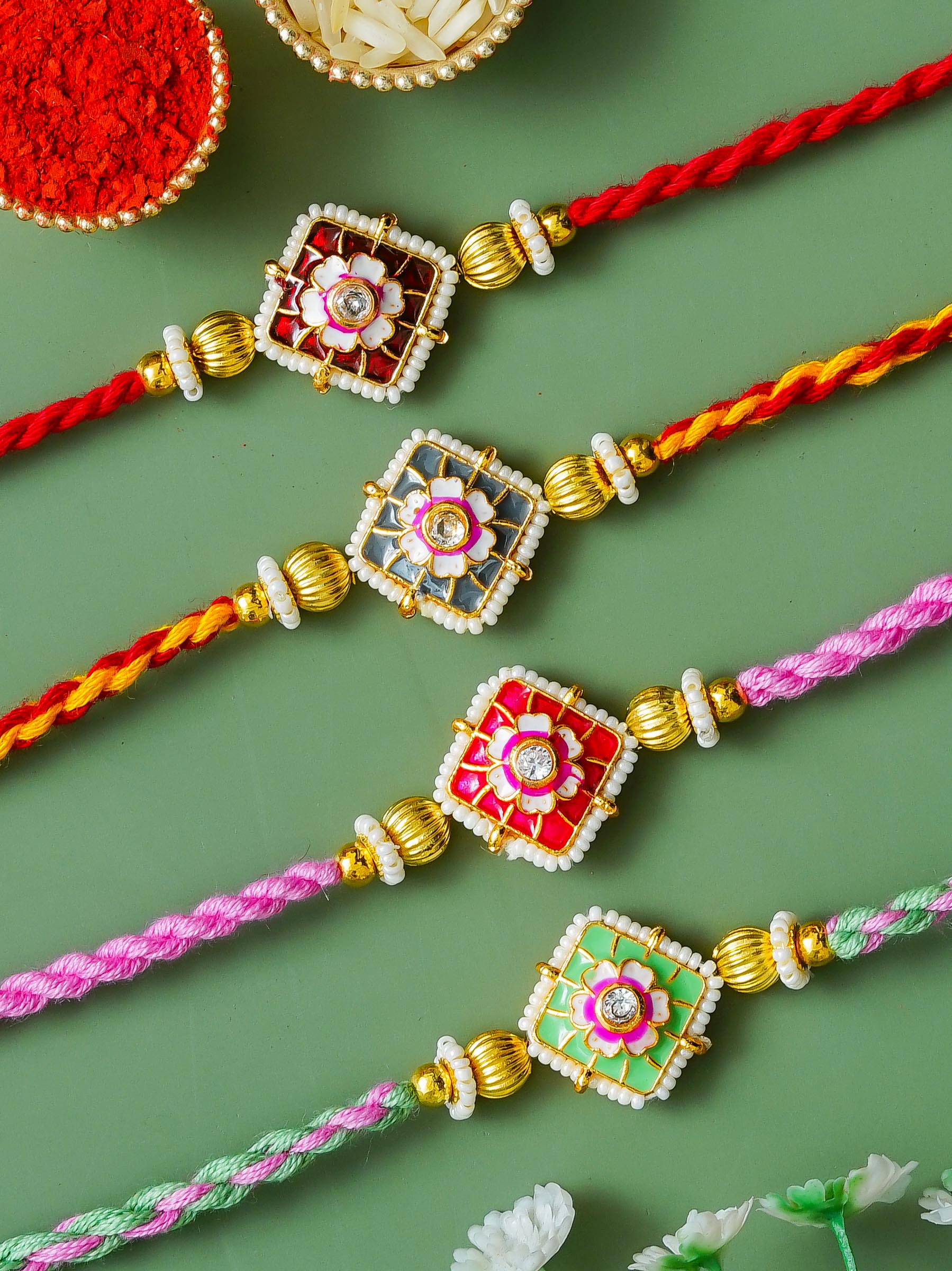 Traditional Rakhi Set with Free Chawal & Kumkum