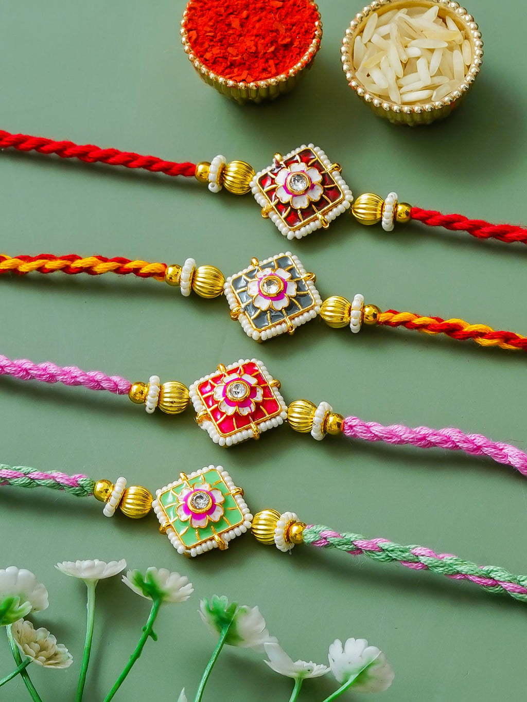 Traditional Rakhi Set with Free Chawal & Kumkum