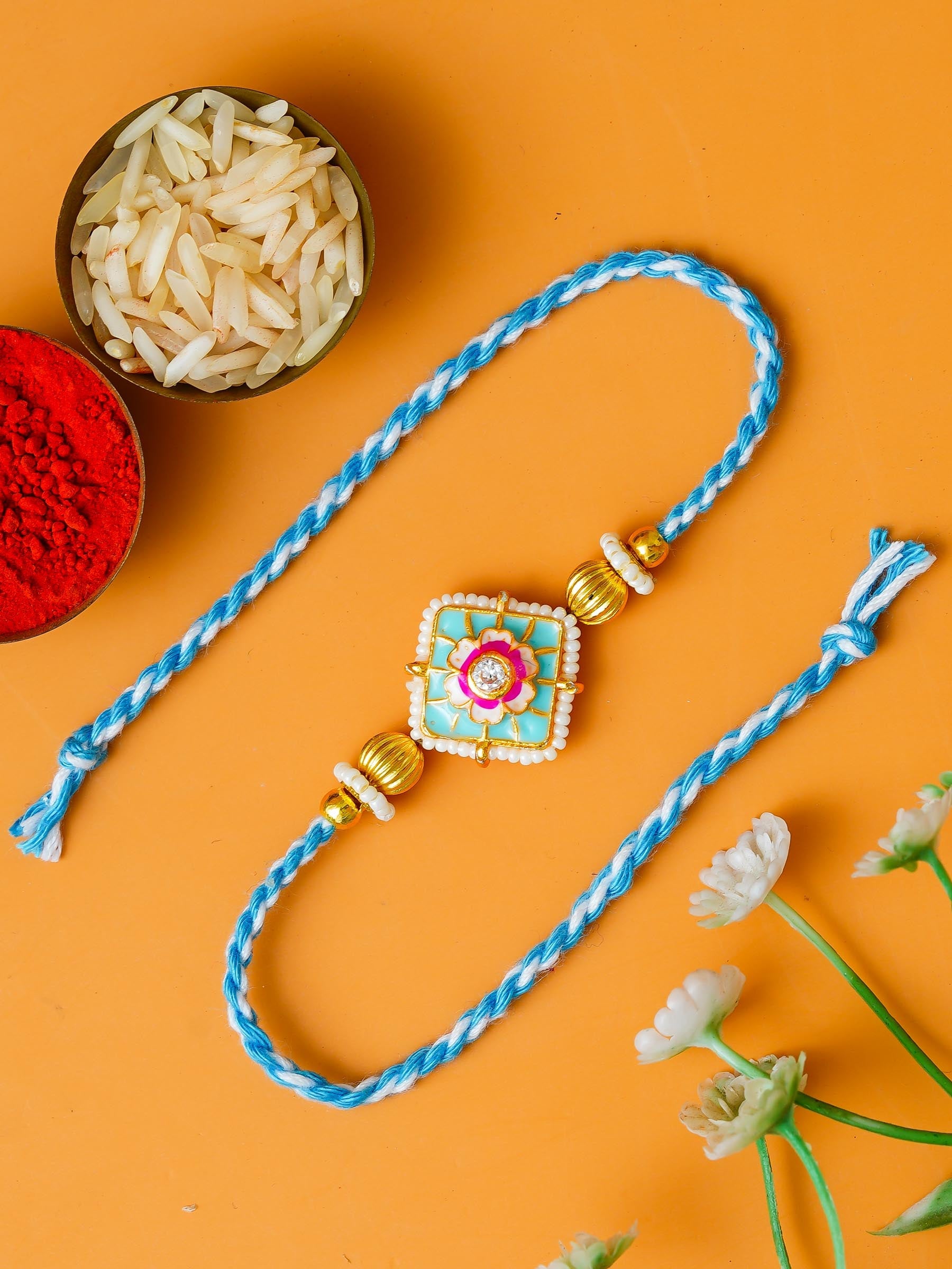 Traditional Rakhi Set with Free Chawal & Kumkum