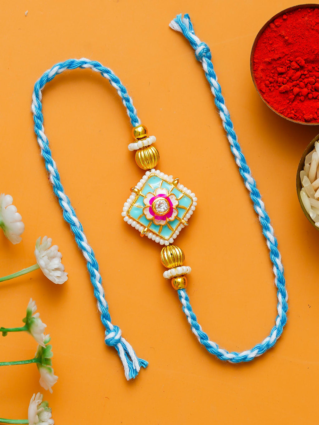 Traditional Rakhi Set with Free Chawal & Kumkum