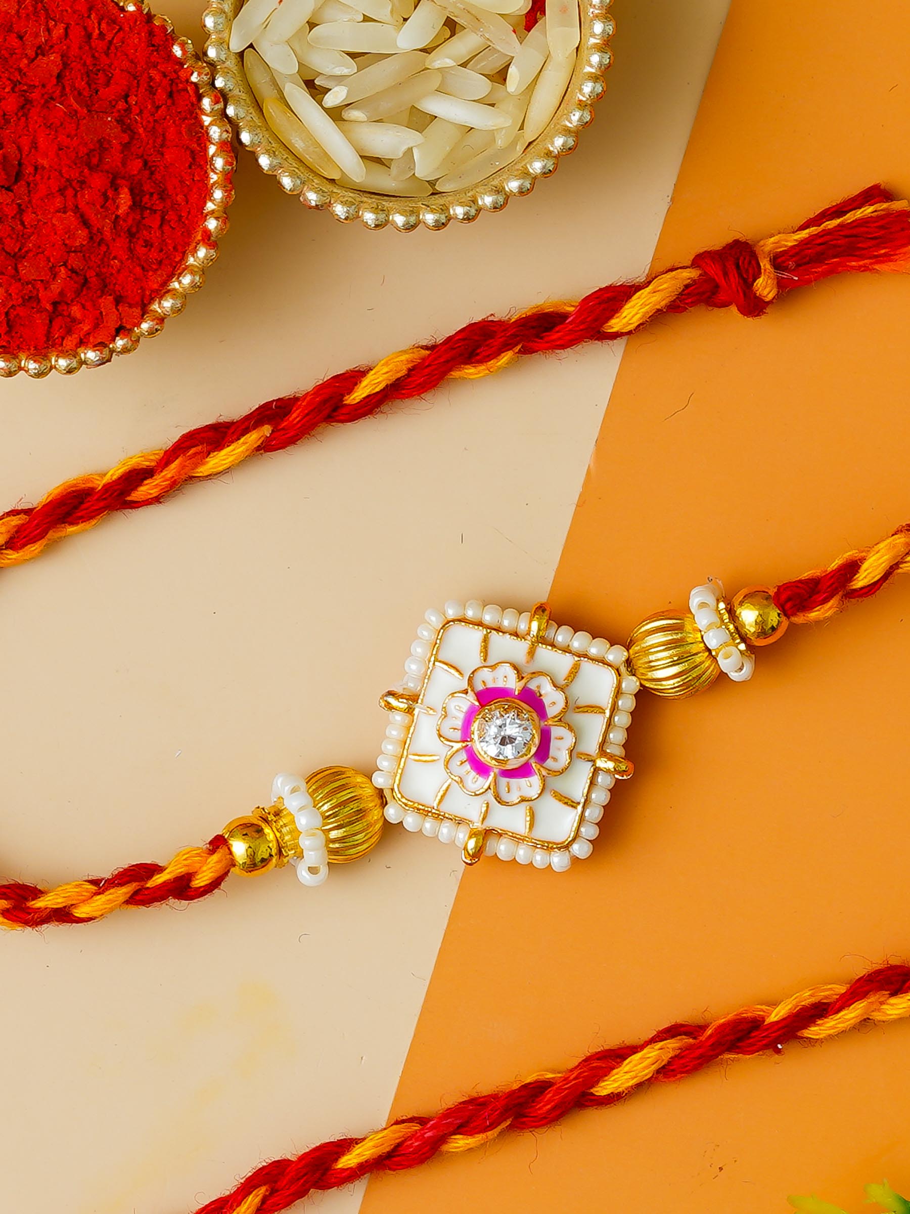 Traditional Rakhi Set with Free Chawal & Kumkum