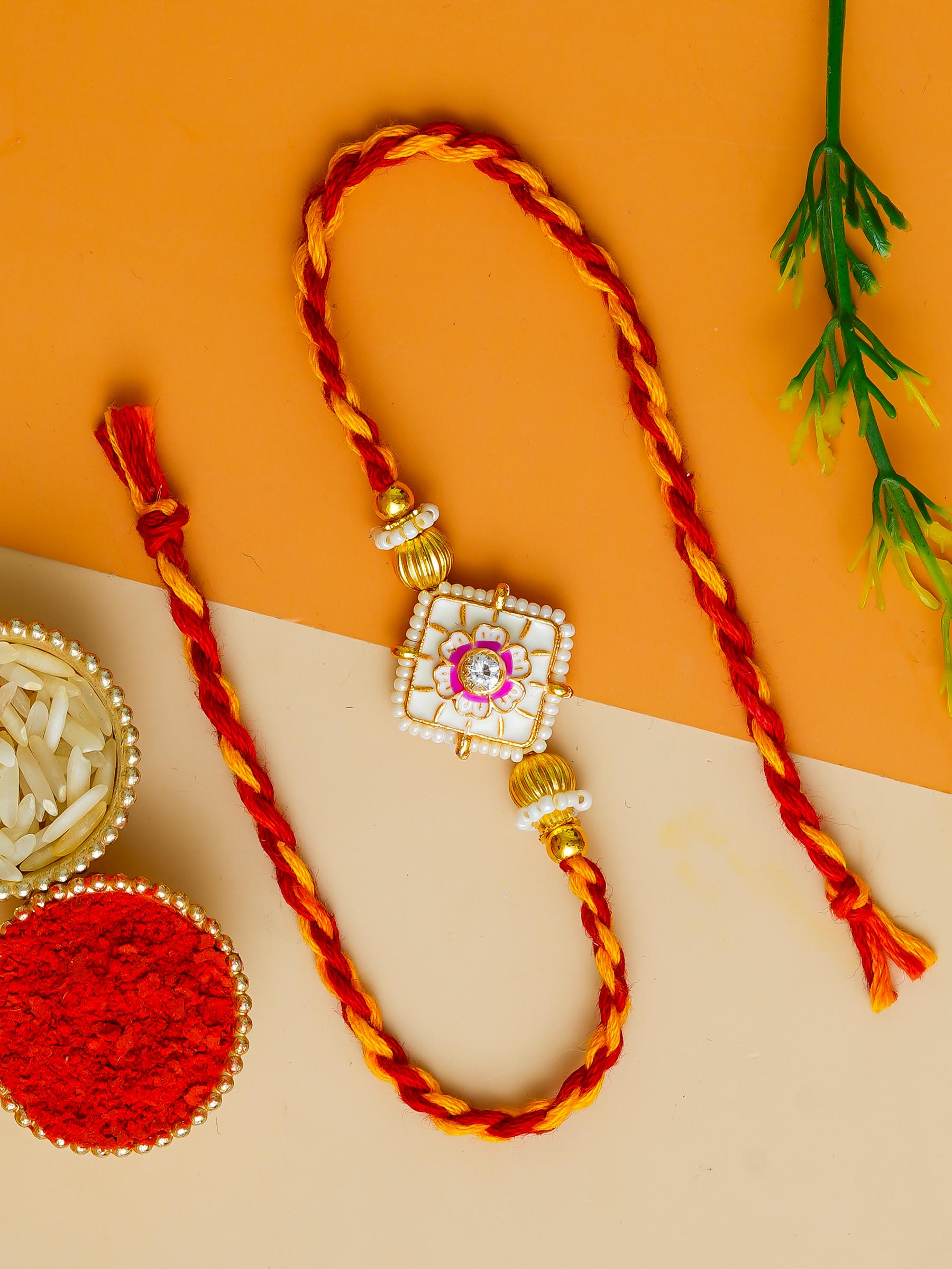 Traditional Rakhi Set with Free Chawal & Kumkum