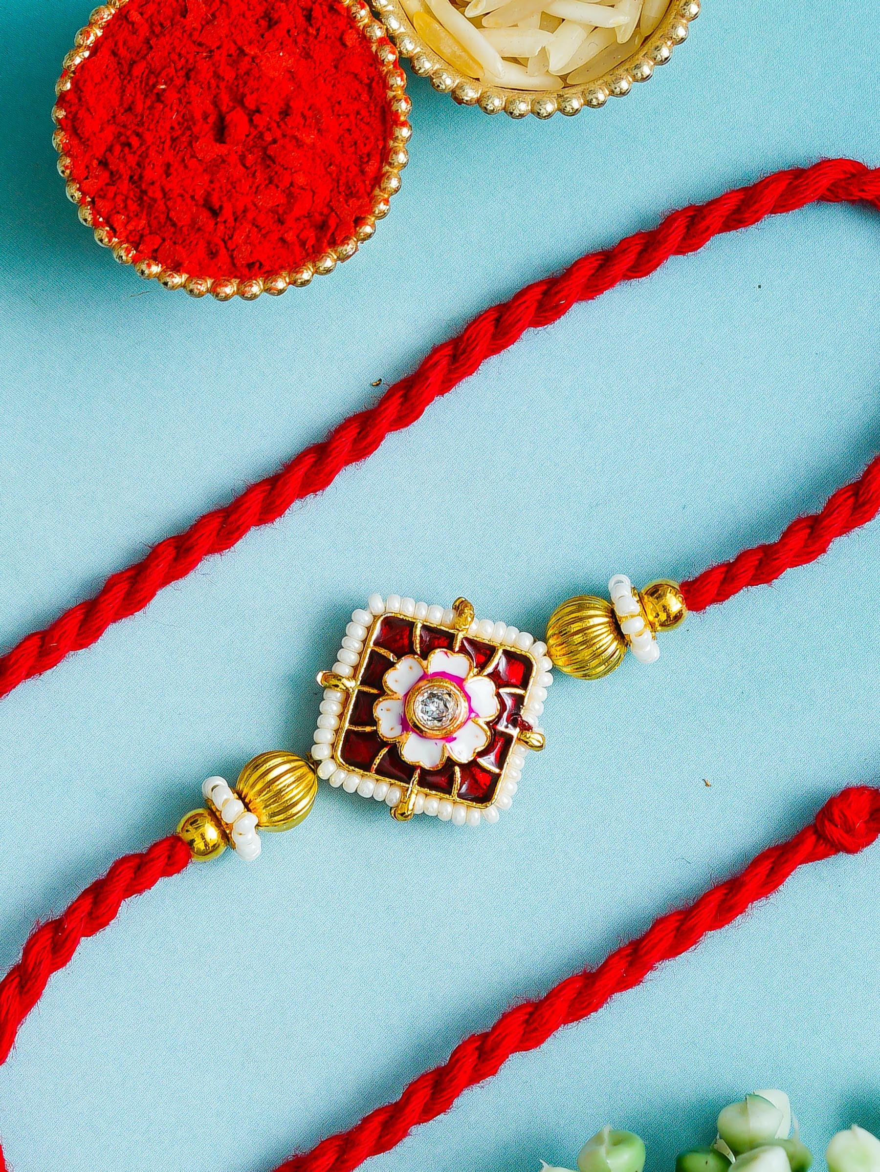 Traditional Rakhi Set with Free Chawal & Kumkum