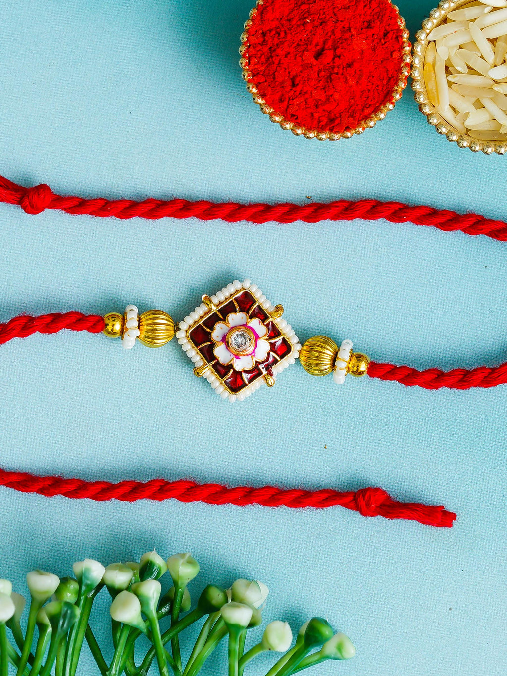 Traditional Rakhi Set with Free Chawal & Kumkum