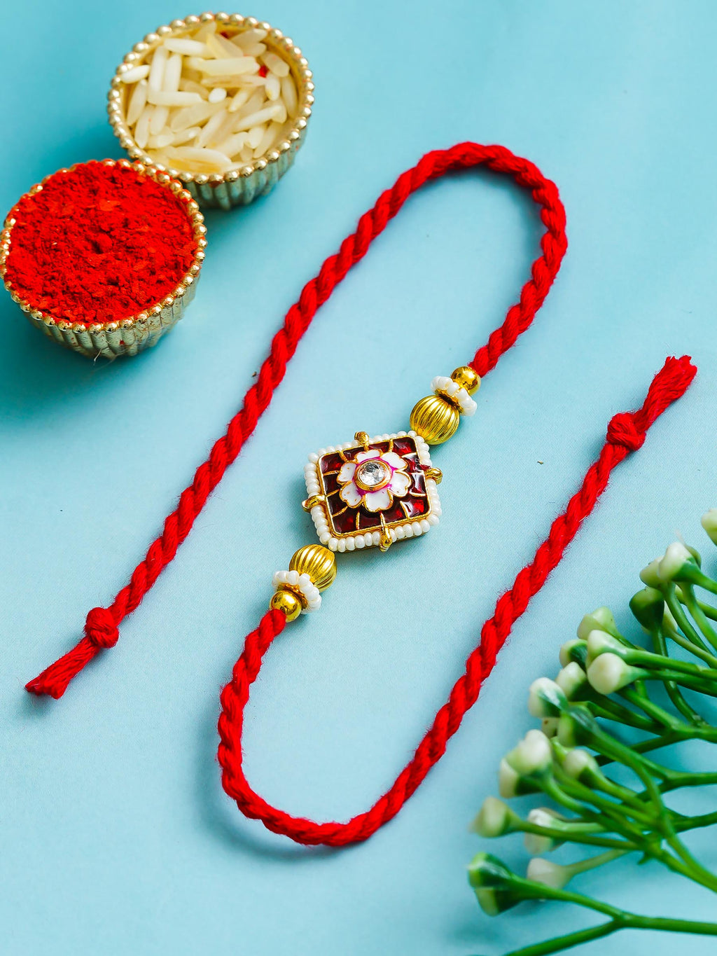 Traditional Rakhi Set with Free Chawal & Kumkum