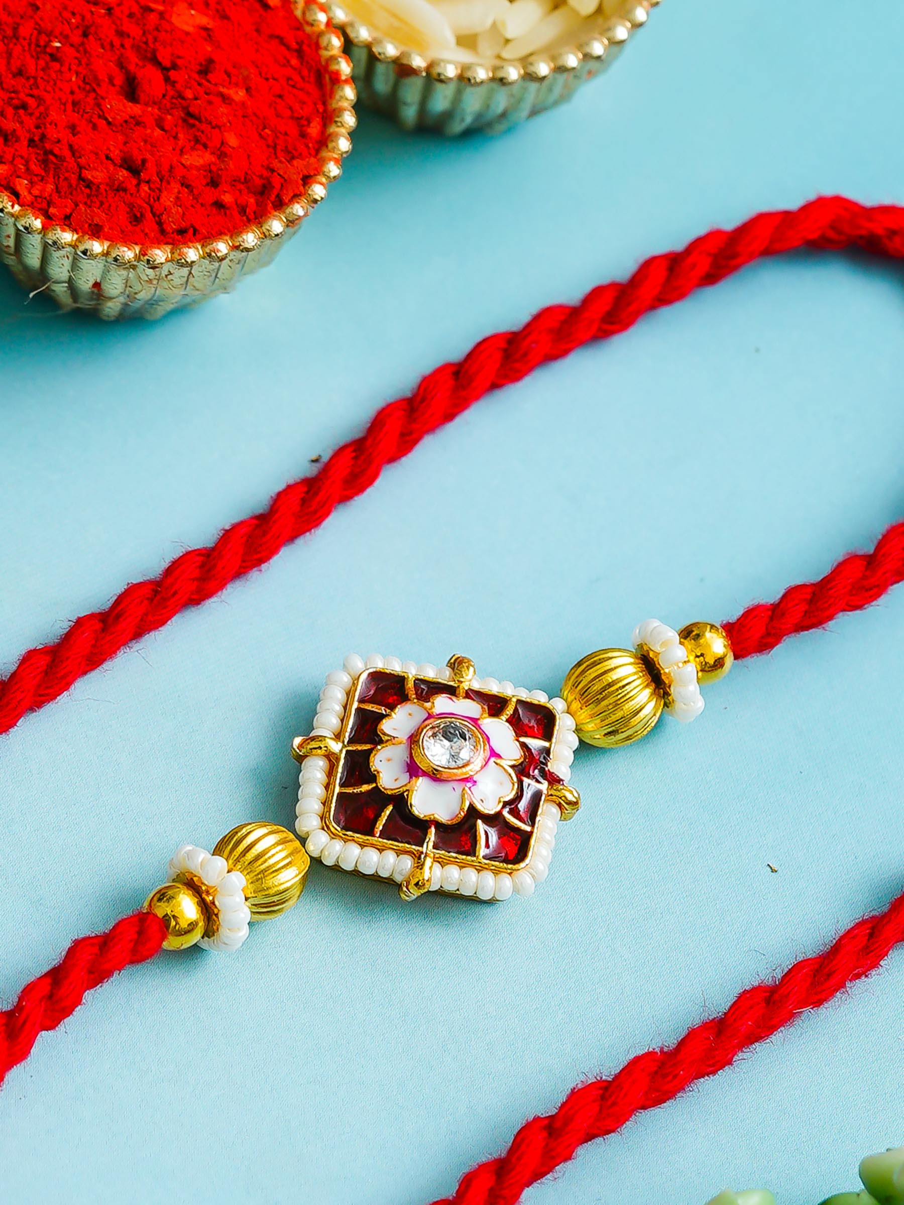 Traditional Rakhi Set with Free Chawal & Kumkum