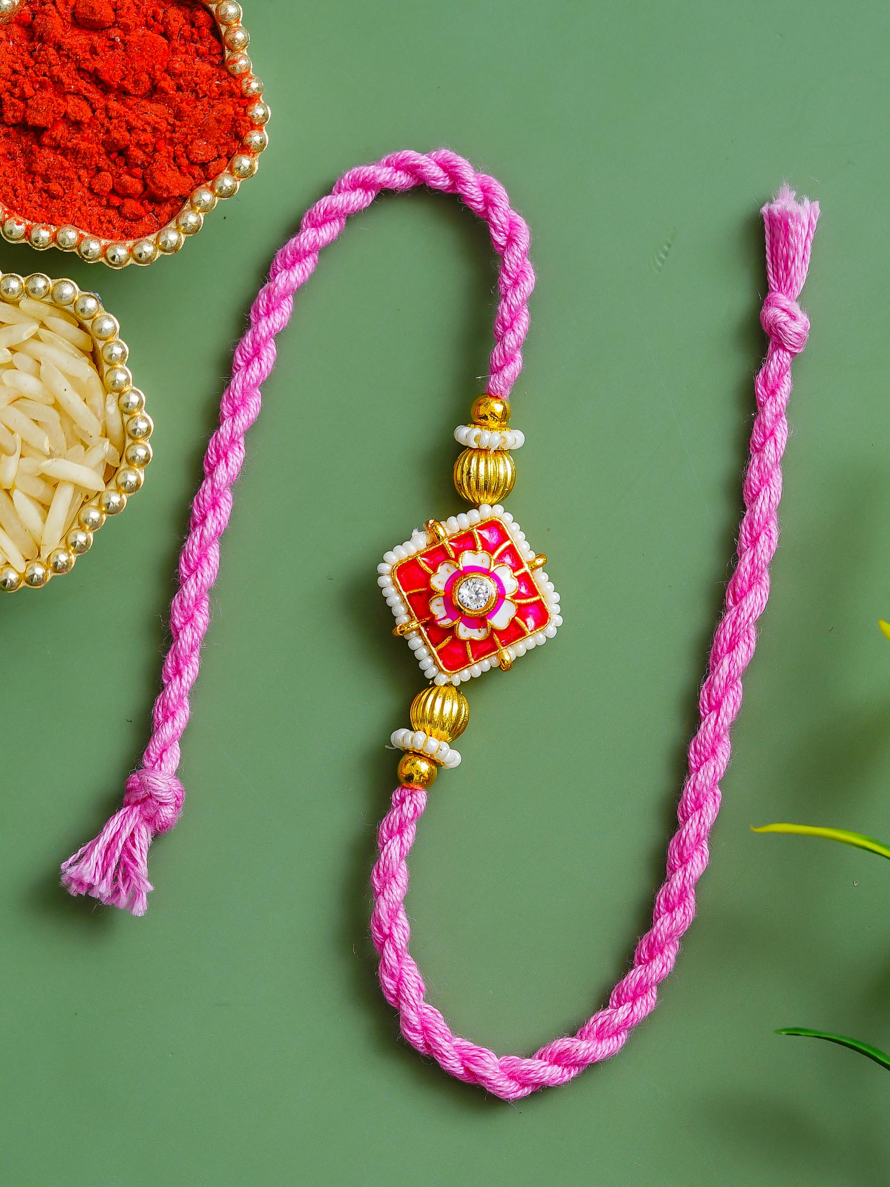 Traditional Rakhi Set with Free Chawal & Kumkum