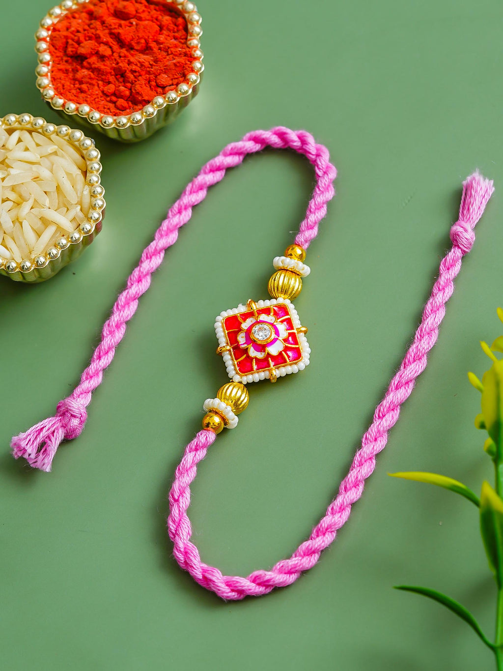 Traditional Rakhi Set with Free Chawal & Kumkum
