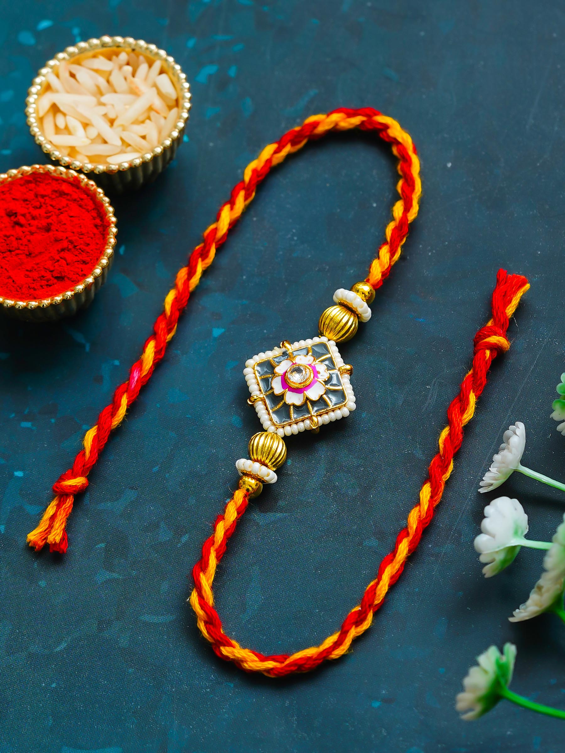 Traditional Rakhi Set with Free Chawal & Kumkum