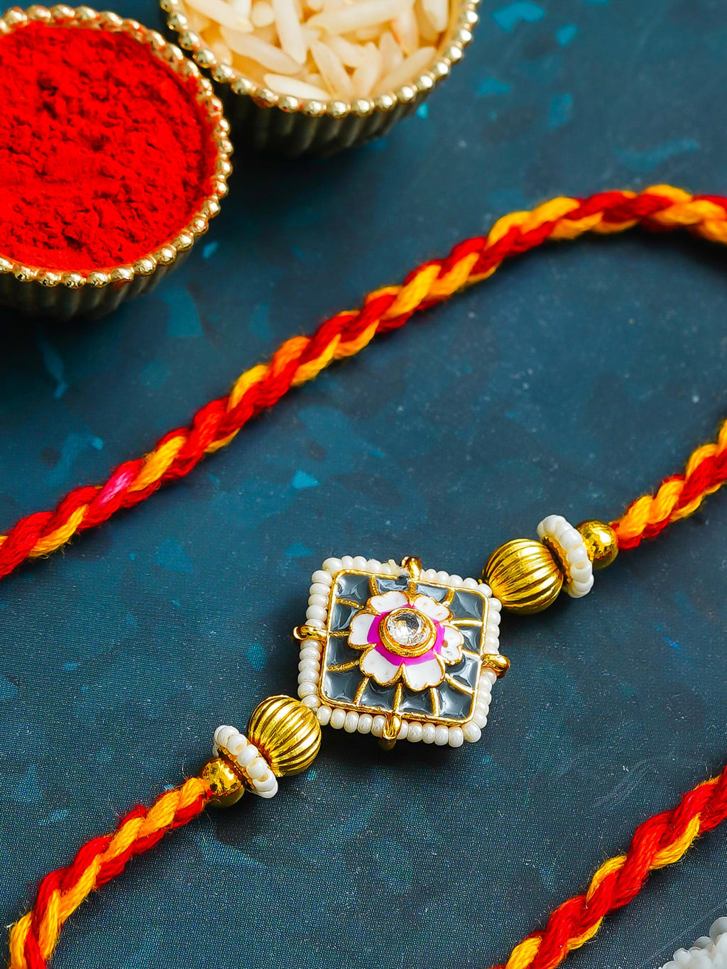 Traditional Rakhi Set with Free Chawal & Kumkum