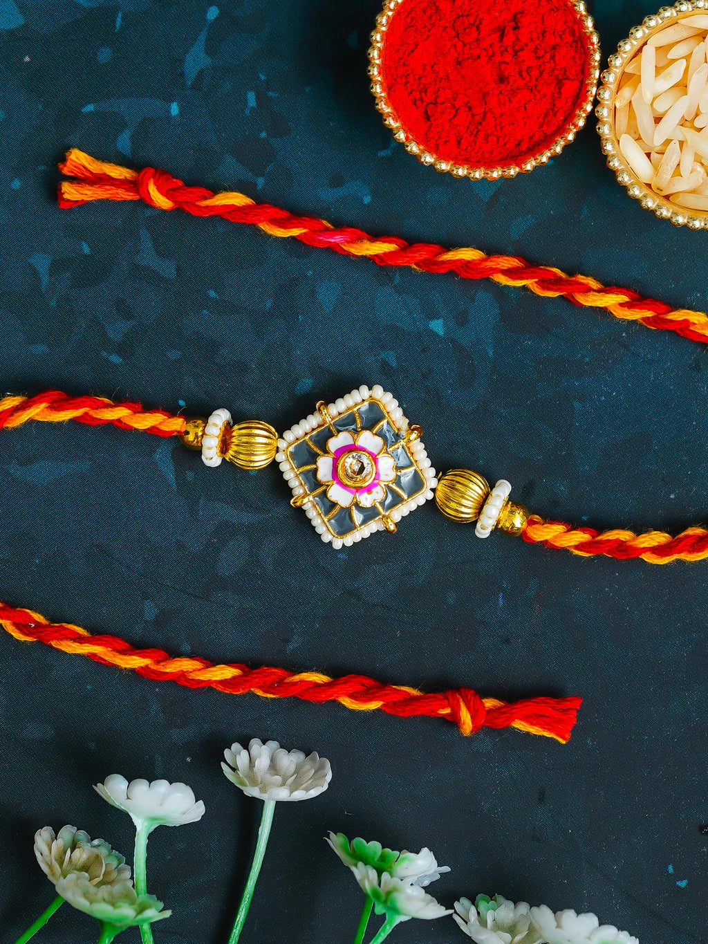 Traditional Rakhi Set with Free Chawal & Kumkum