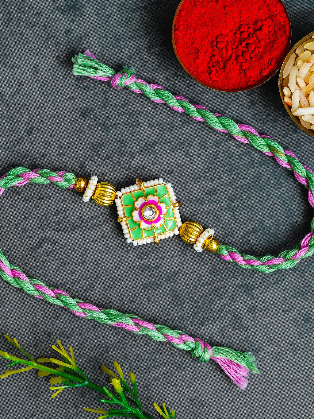 Traditional Rakhi Set with Free Chawal & Kumkum
