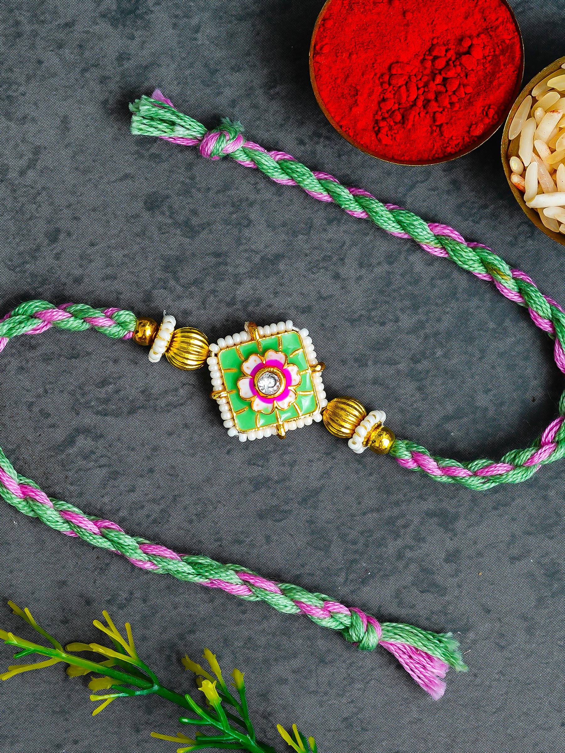Traditional Rakhi Set with Free Chawal & Kumkum