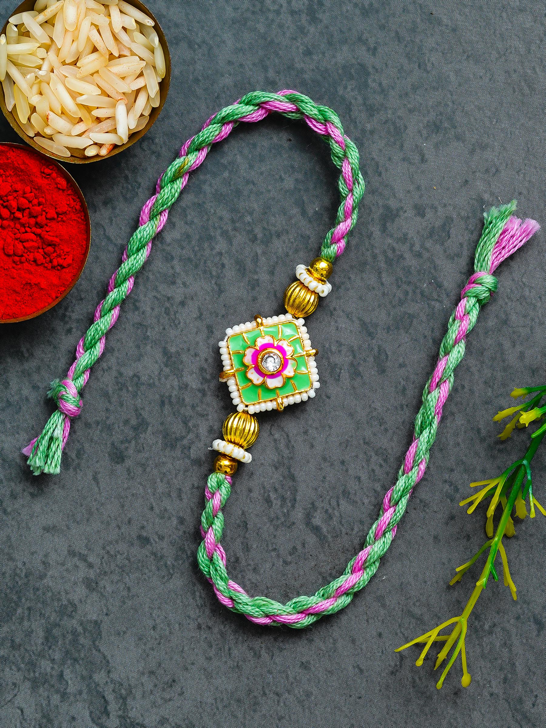 Traditional Rakhi Set with Free Chawal & Kumkum