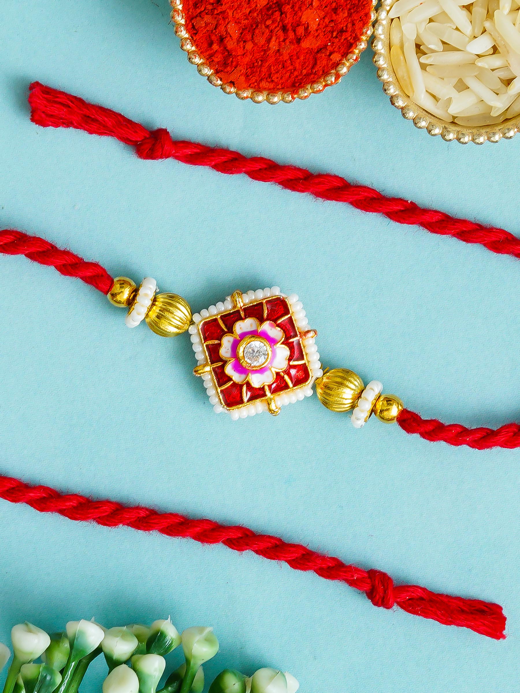 Traditional Rakhi Set with Free Chawal & Kumkum