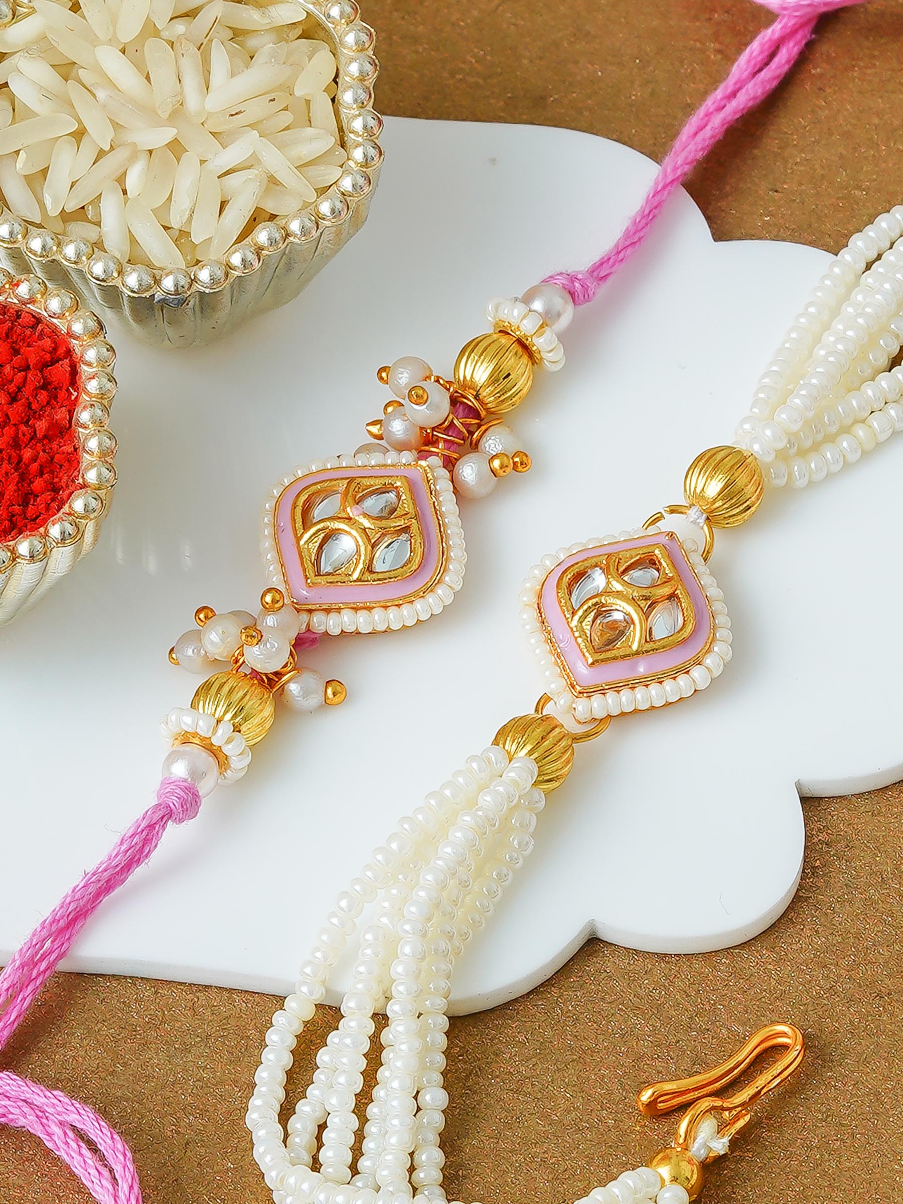 Traditional Rakhi Set with Free Chawal & Kumkum