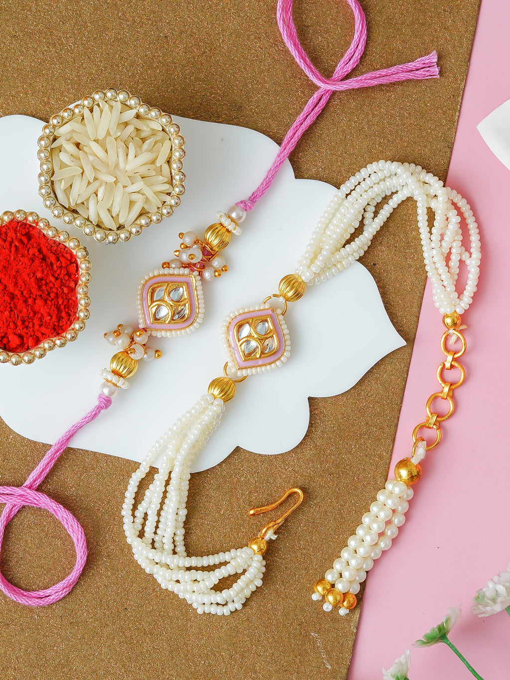 Traditional Rakhi Set with Free Chawal & Kumkum
