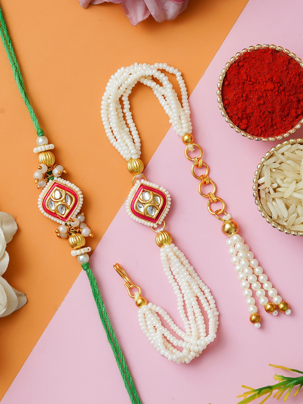 Traditional Rakhi Set with Free Chawal & Kumkum