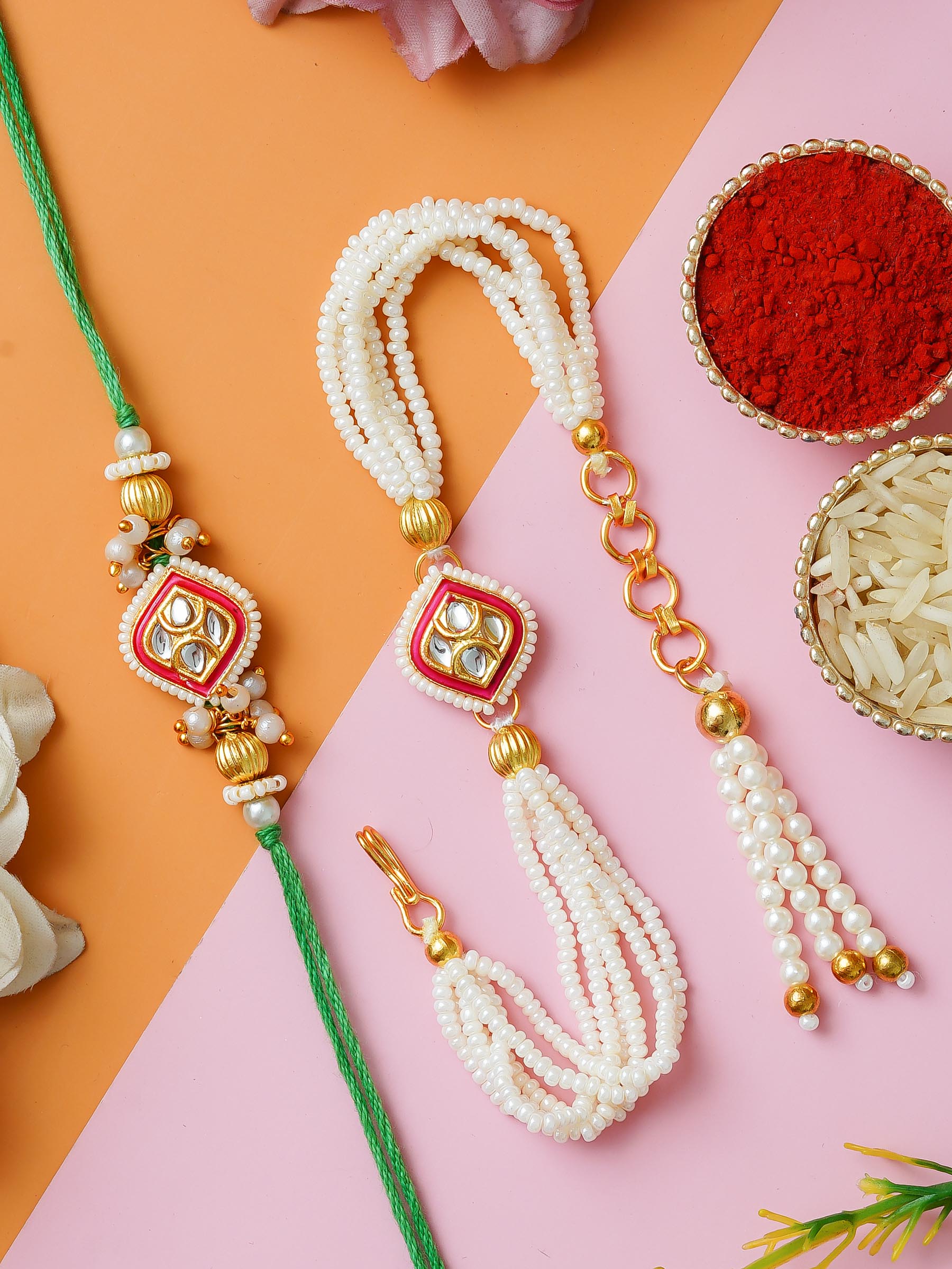 Traditional Rakhi Set with Free Chawal & Kumkum