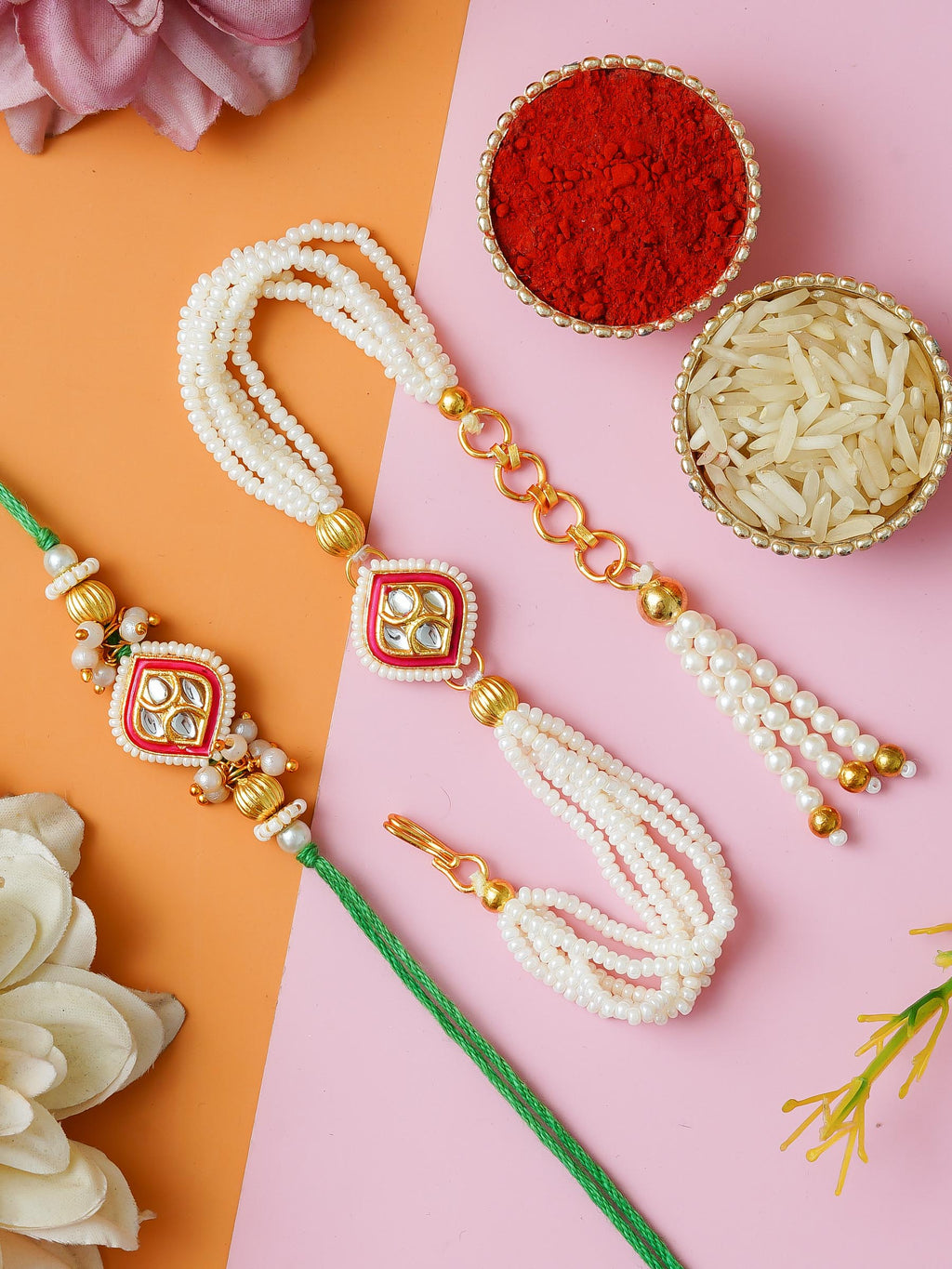 Traditional Rakhi Set with Free Chawal & Kumkum