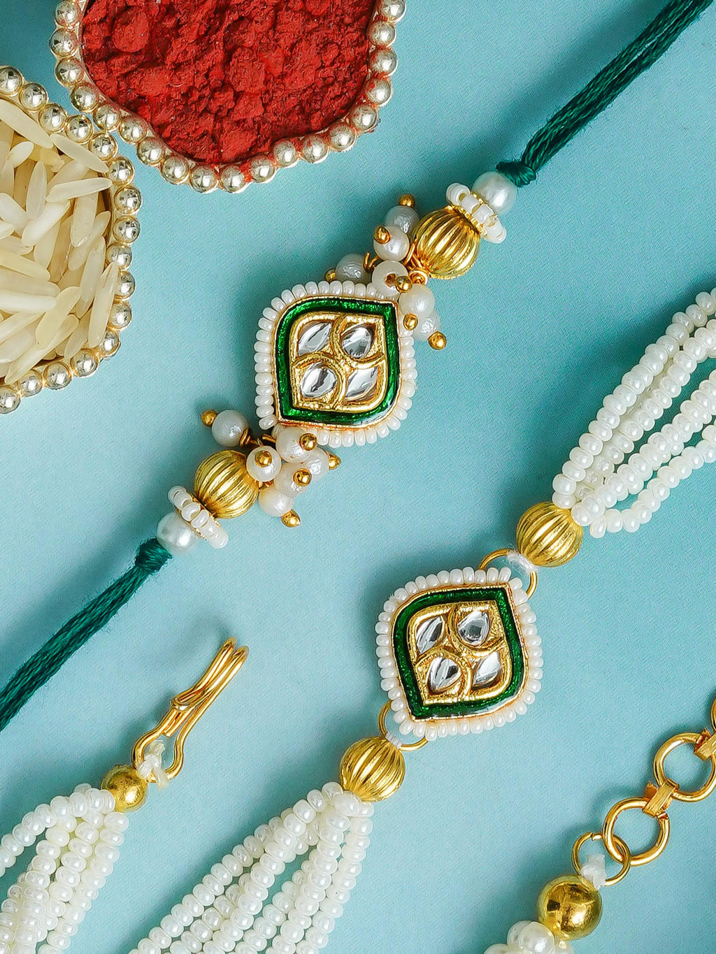 Traditional Rakhi Set with Free Chawal & Kumkum