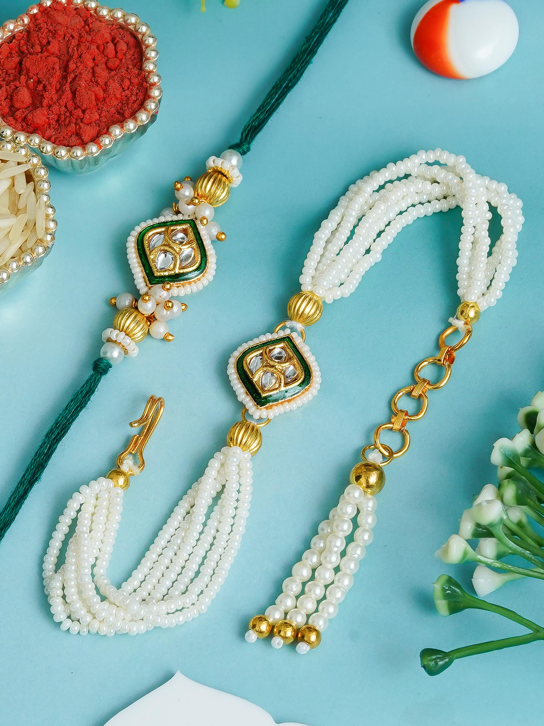 Traditional Rakhi Set with Free Chawal & Kumkum