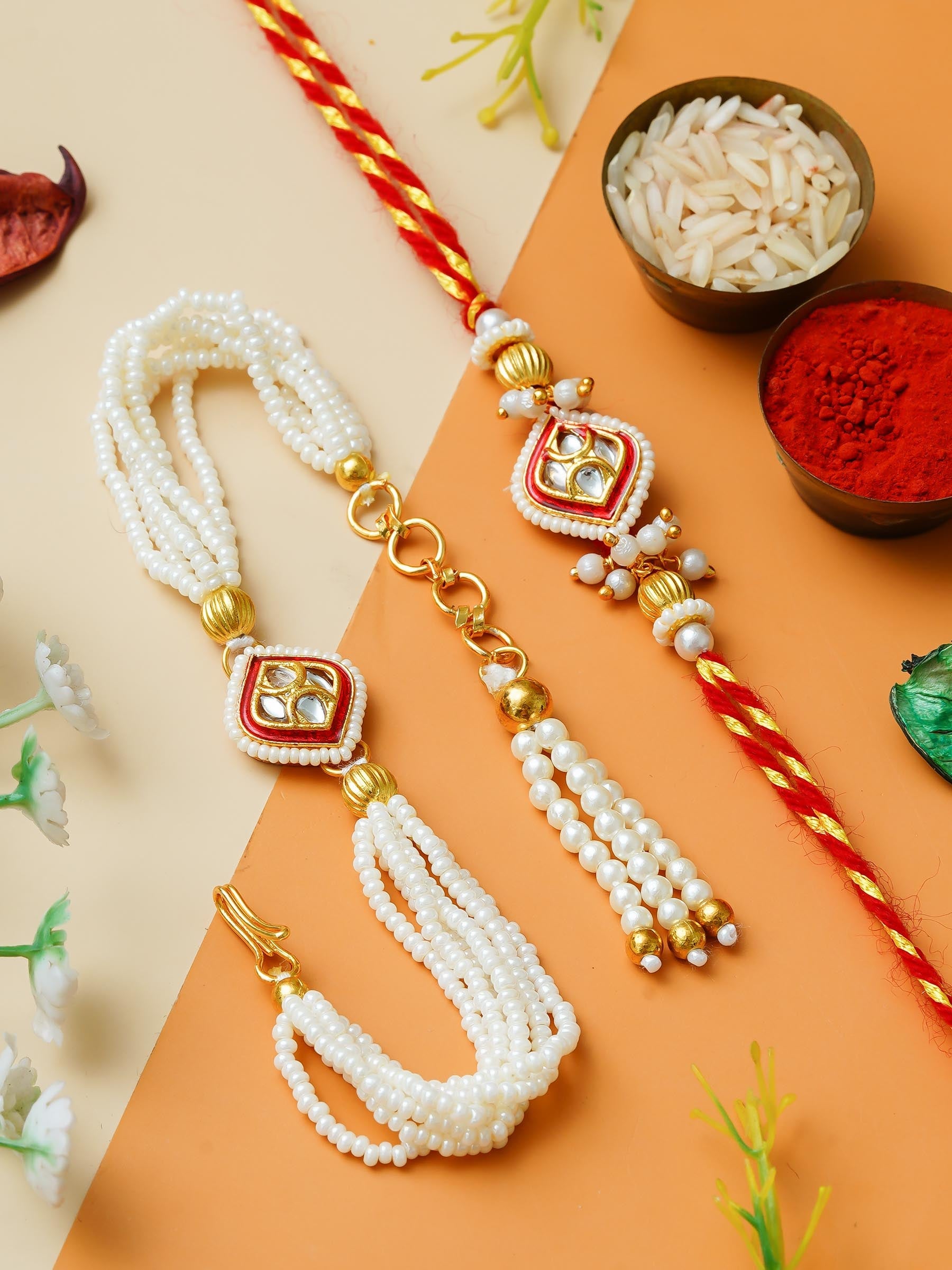 Traditional Rakhi Set with Free Chawal & Kumkum