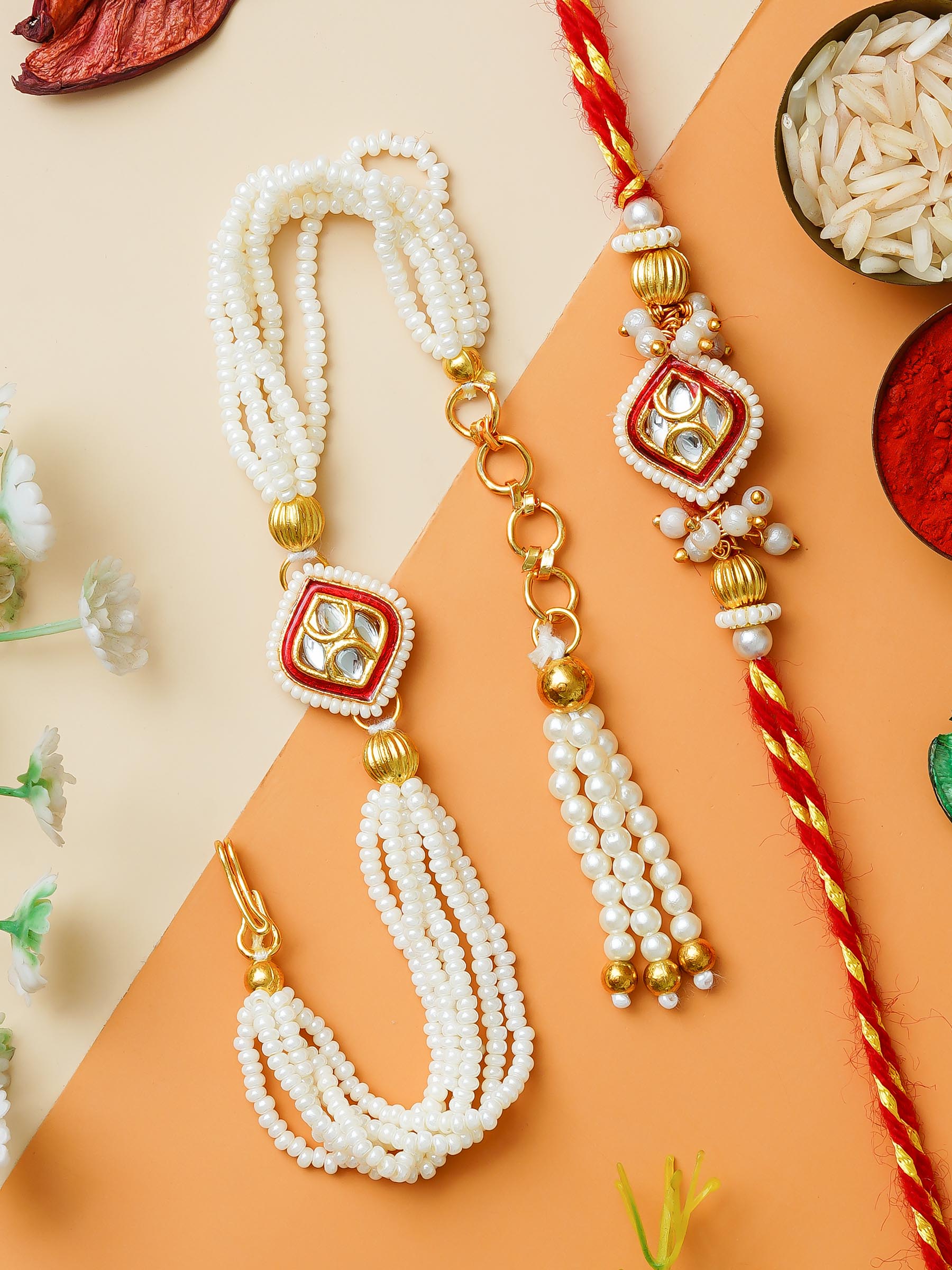 Traditional Rakhi Set with Free Chawal & Kumkum