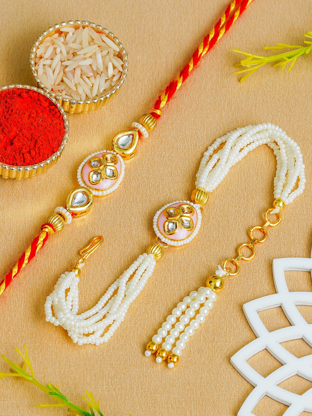 Traditional Rakhi Set with Free Chawal & Kumkum